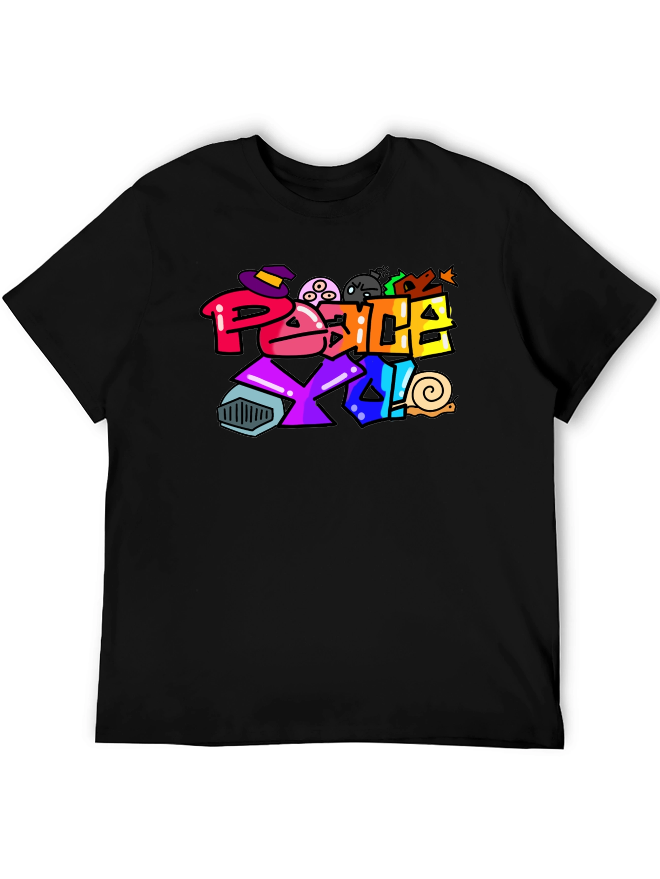 Peace Text Art Black T-Shirt