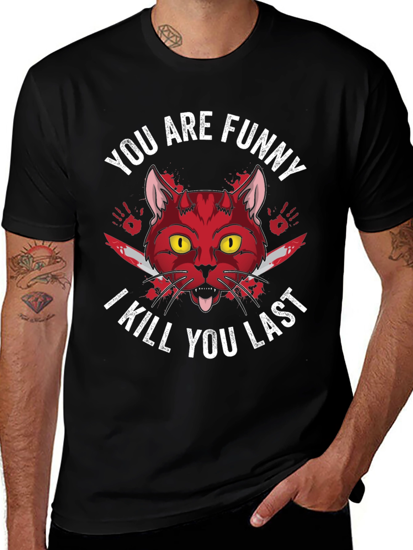 Funny Cat T-Shirt - I Kill You Last