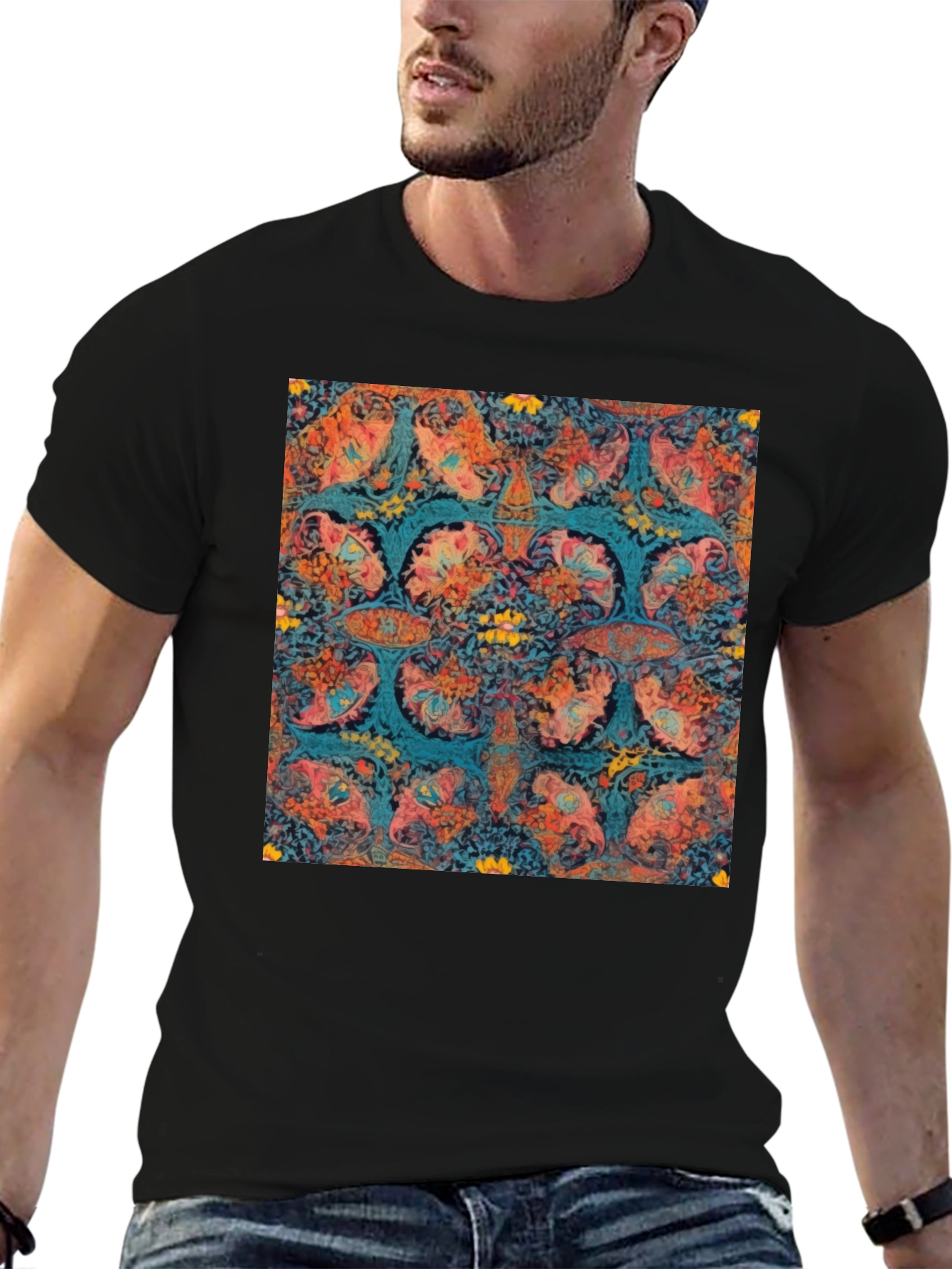 Abstract Floral Print T-Shirt