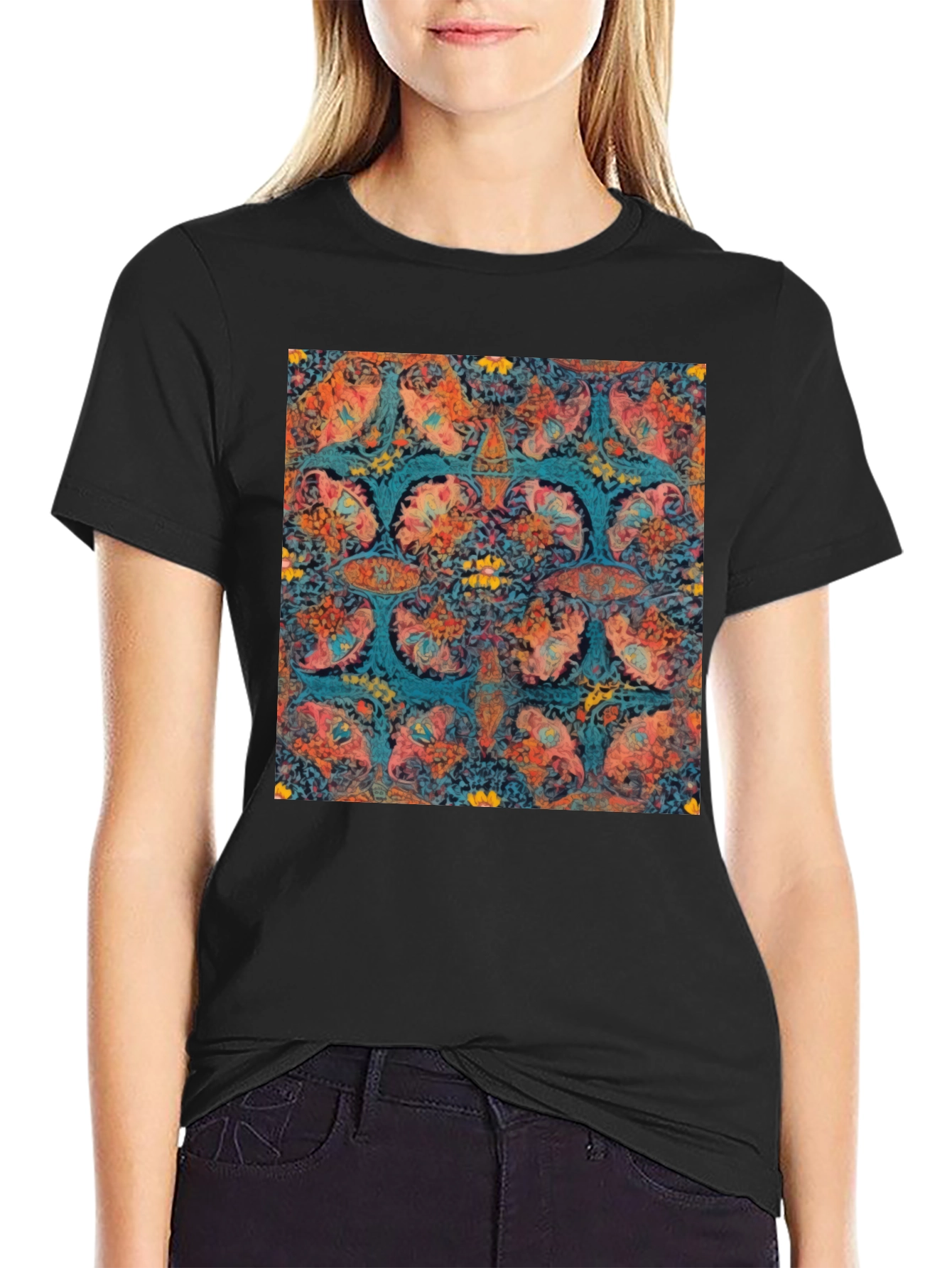 Abstract Floral Print T-Shirt
