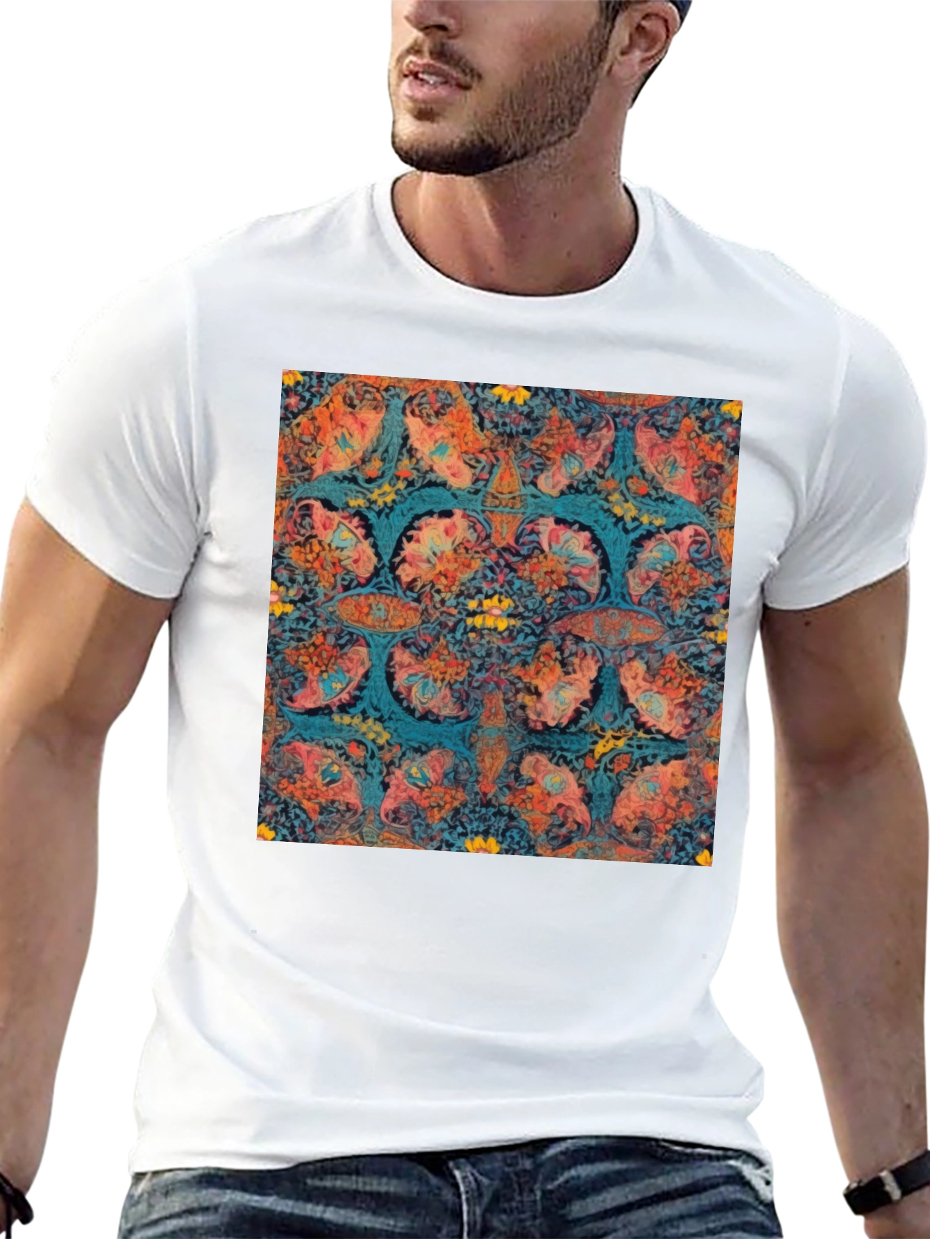 Abstract Floral Print T-Shirt
