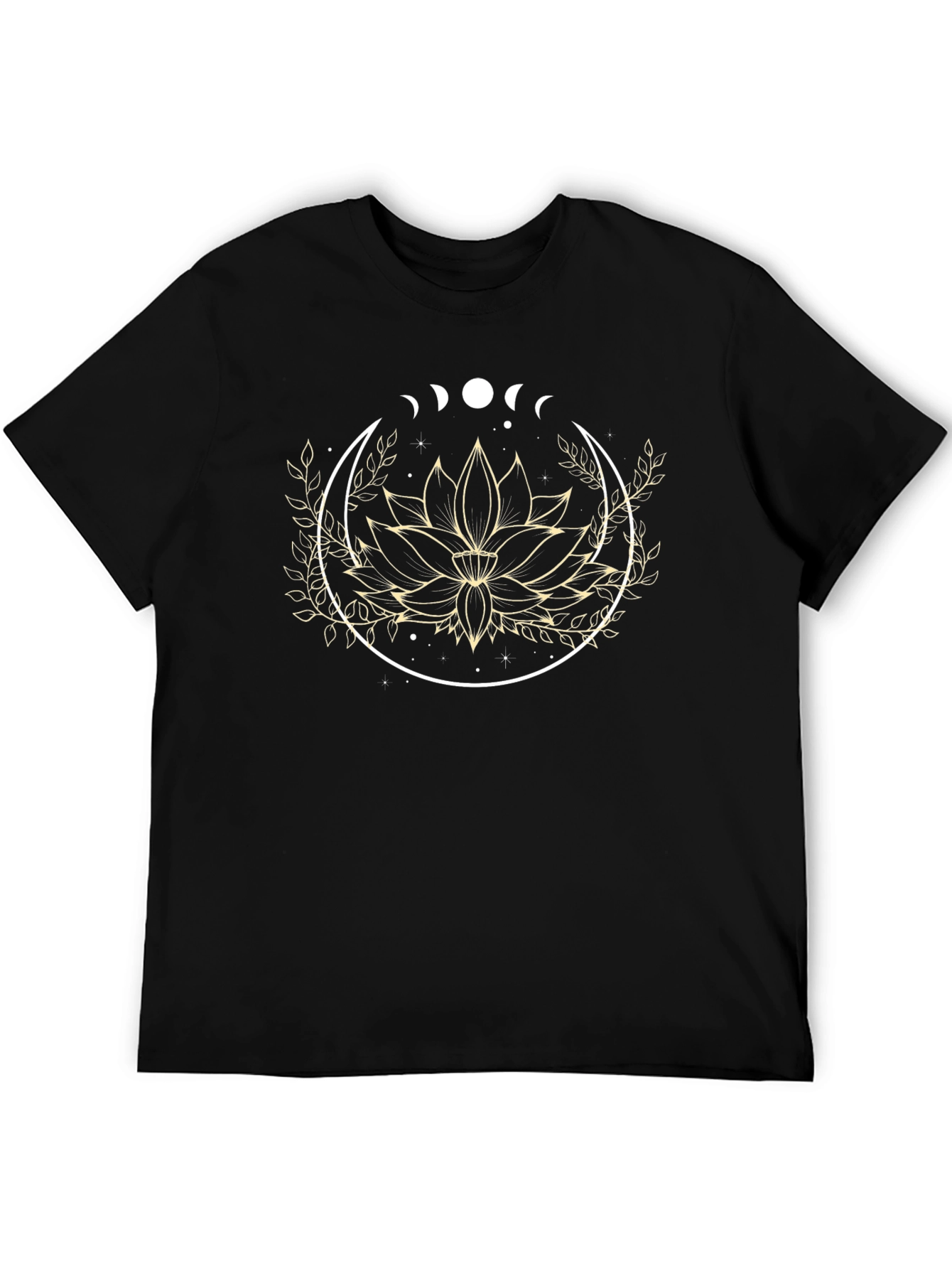 Lotus Flower Moon Phase Graphic Tee - Black