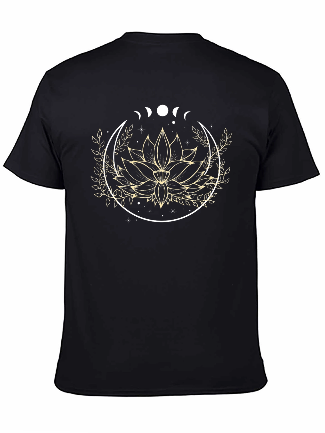 Lotus Flower Moon Phase Graphic Tee - Black