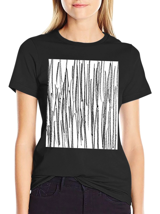 Abstract Line Art Black T-Shirt