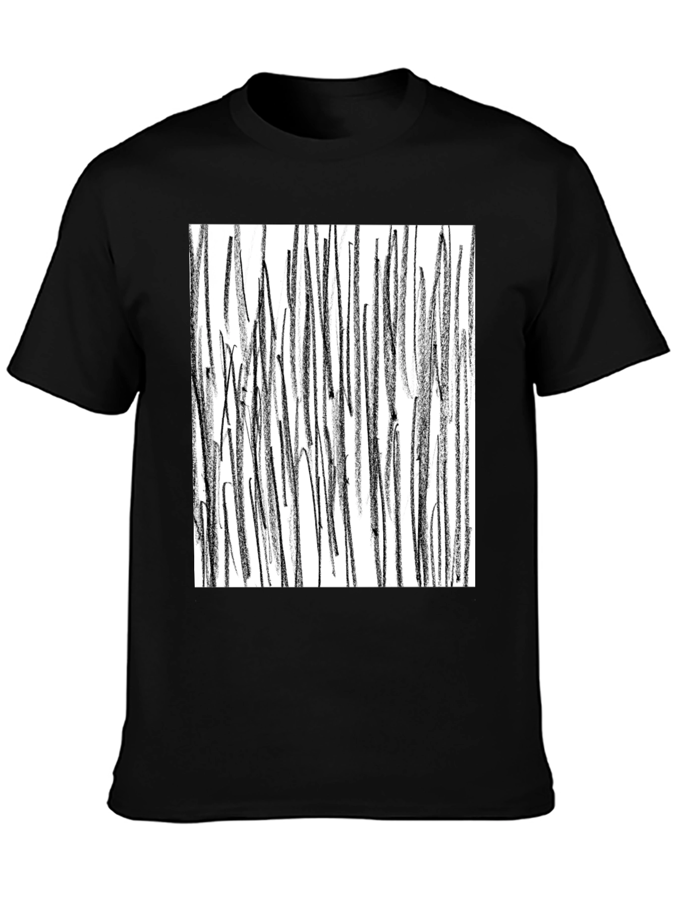 Abstract Line Art Black T-Shirt