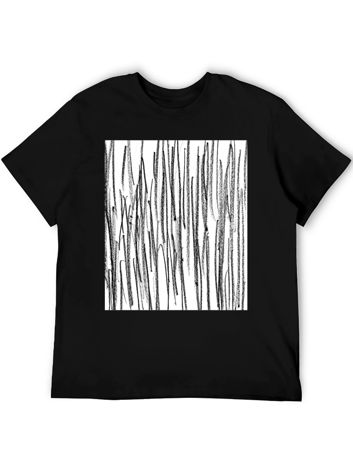 Abstract Line Art Black T-Shirt