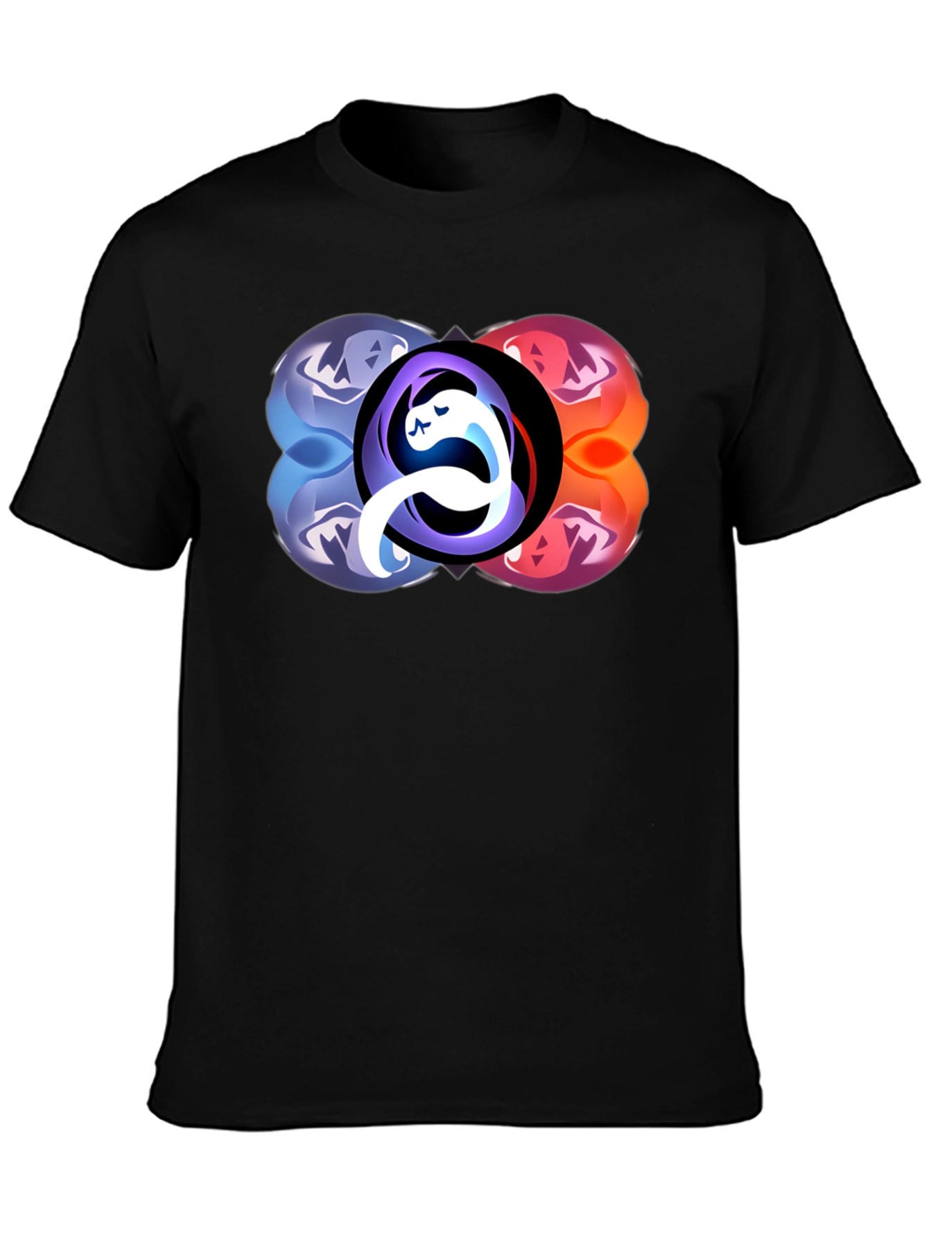 Abstract Yin Yang Graphic Black T-Shirt