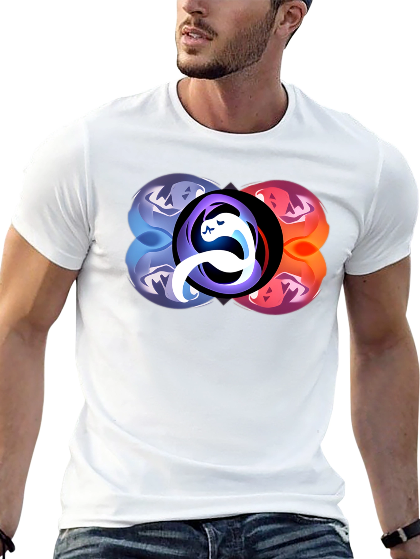 Abstract Yin Yang Graphic Black T-Shirt