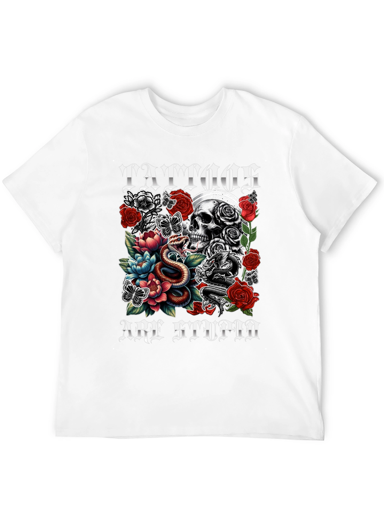 Tattoos Are Stupid Skull & Snake Graphic Tee