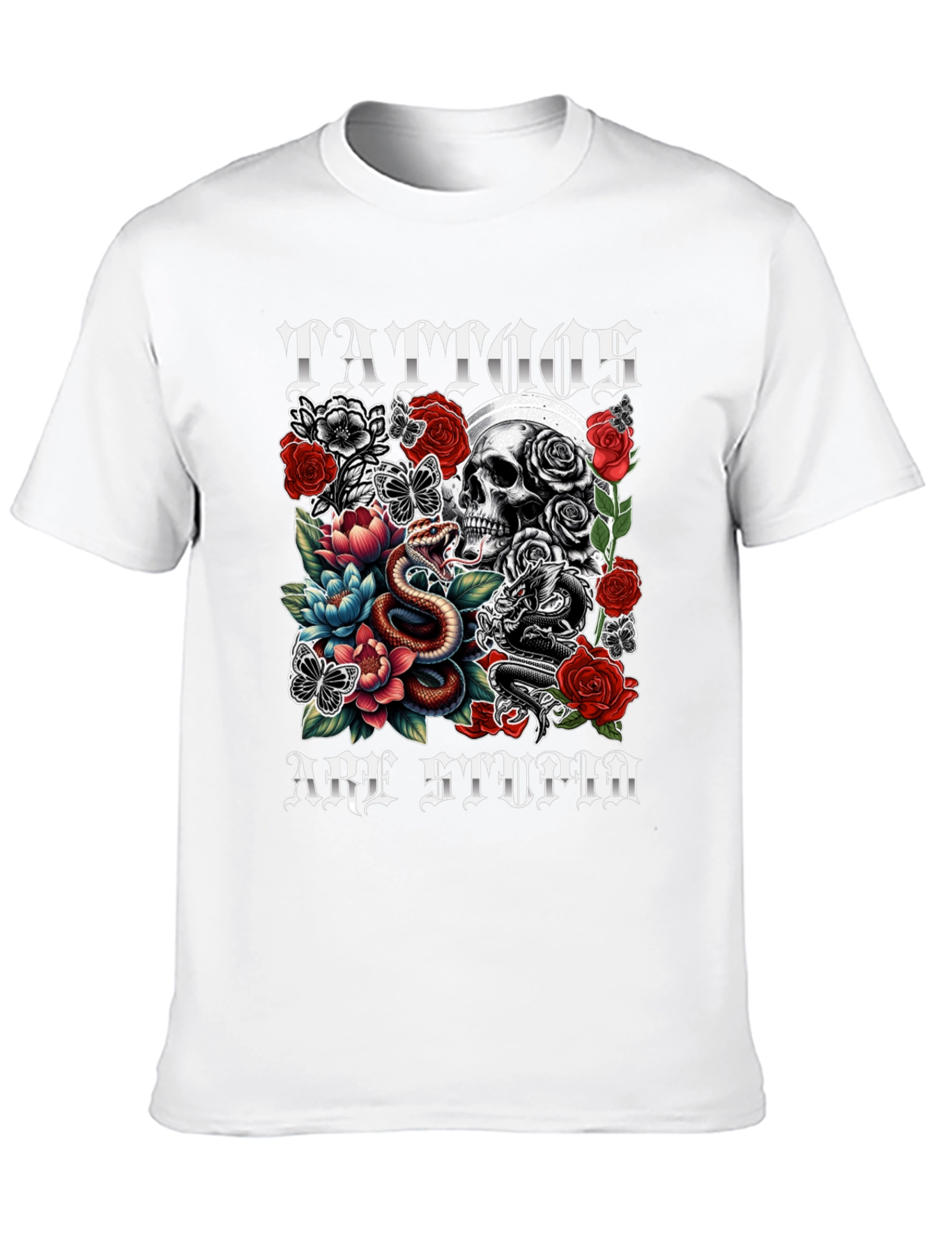 Tattoos Are Stupid Skull & Snake Graphic Tee