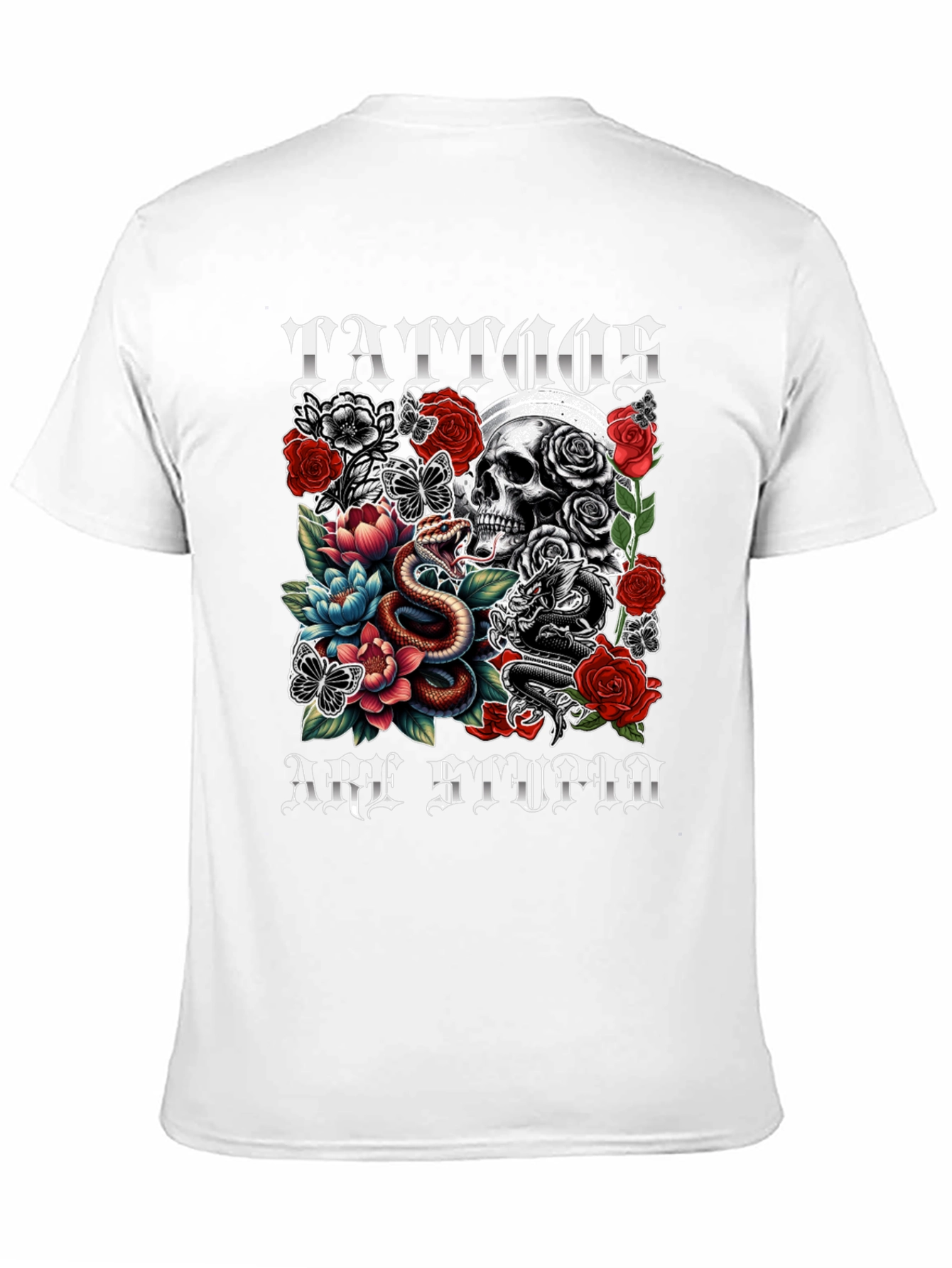 Tattoos Are Stupid Skull & Snake Graphic Tee