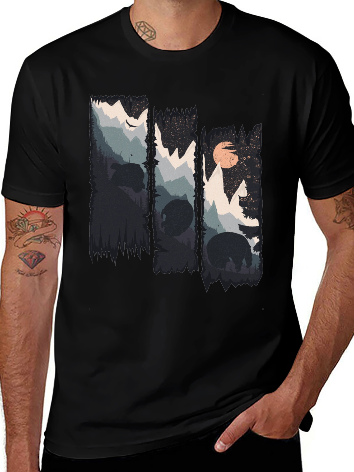 Nature Bear Silhouette Graphic Tee