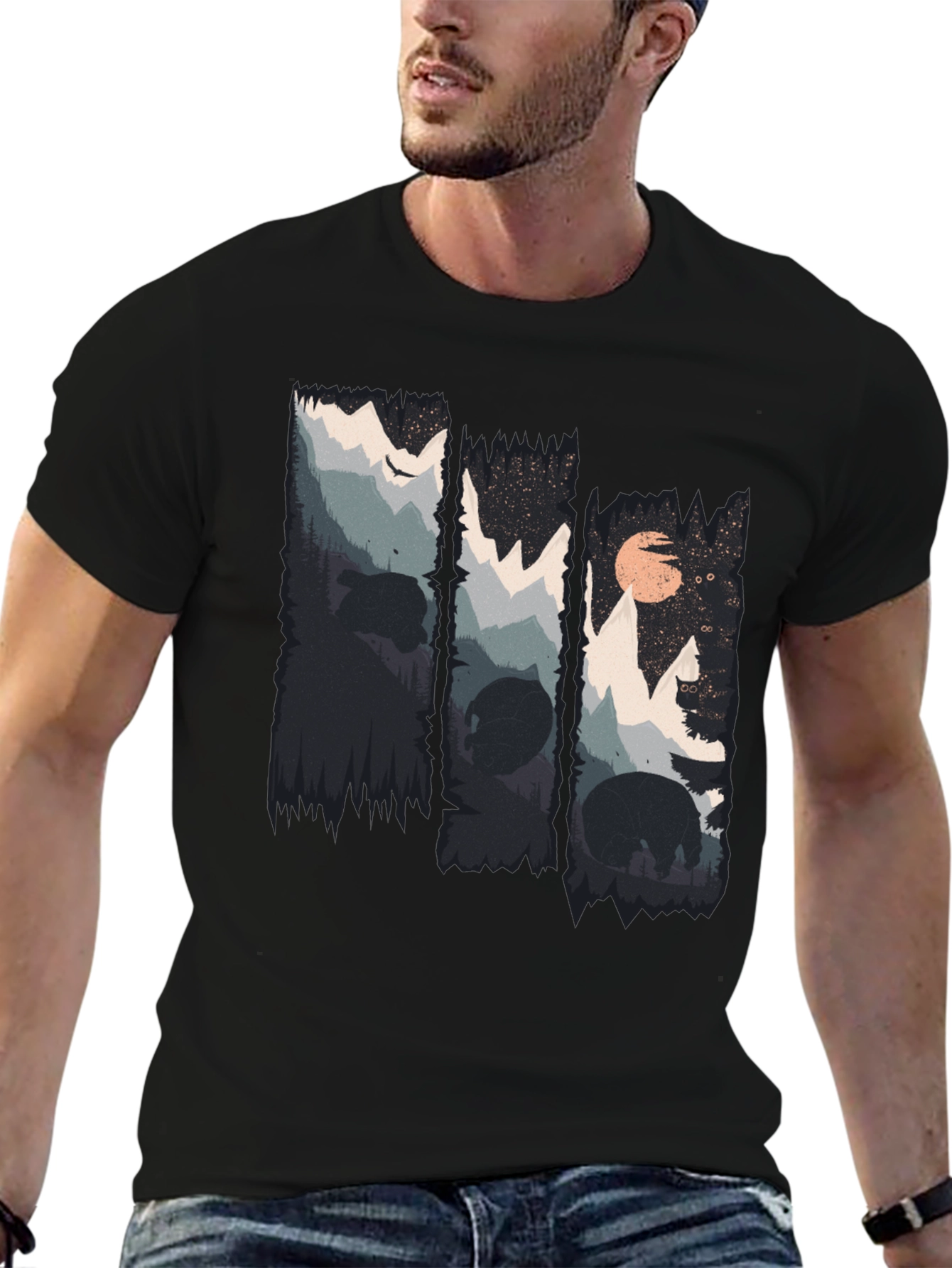 Nature Bear Silhouette Graphic Tee