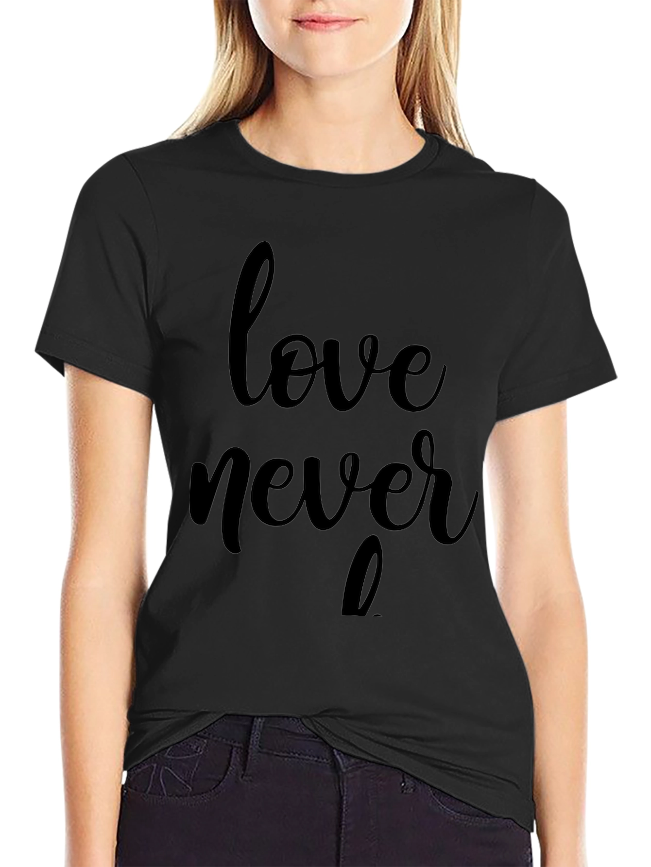Love Never Fails Black Graphic Tee