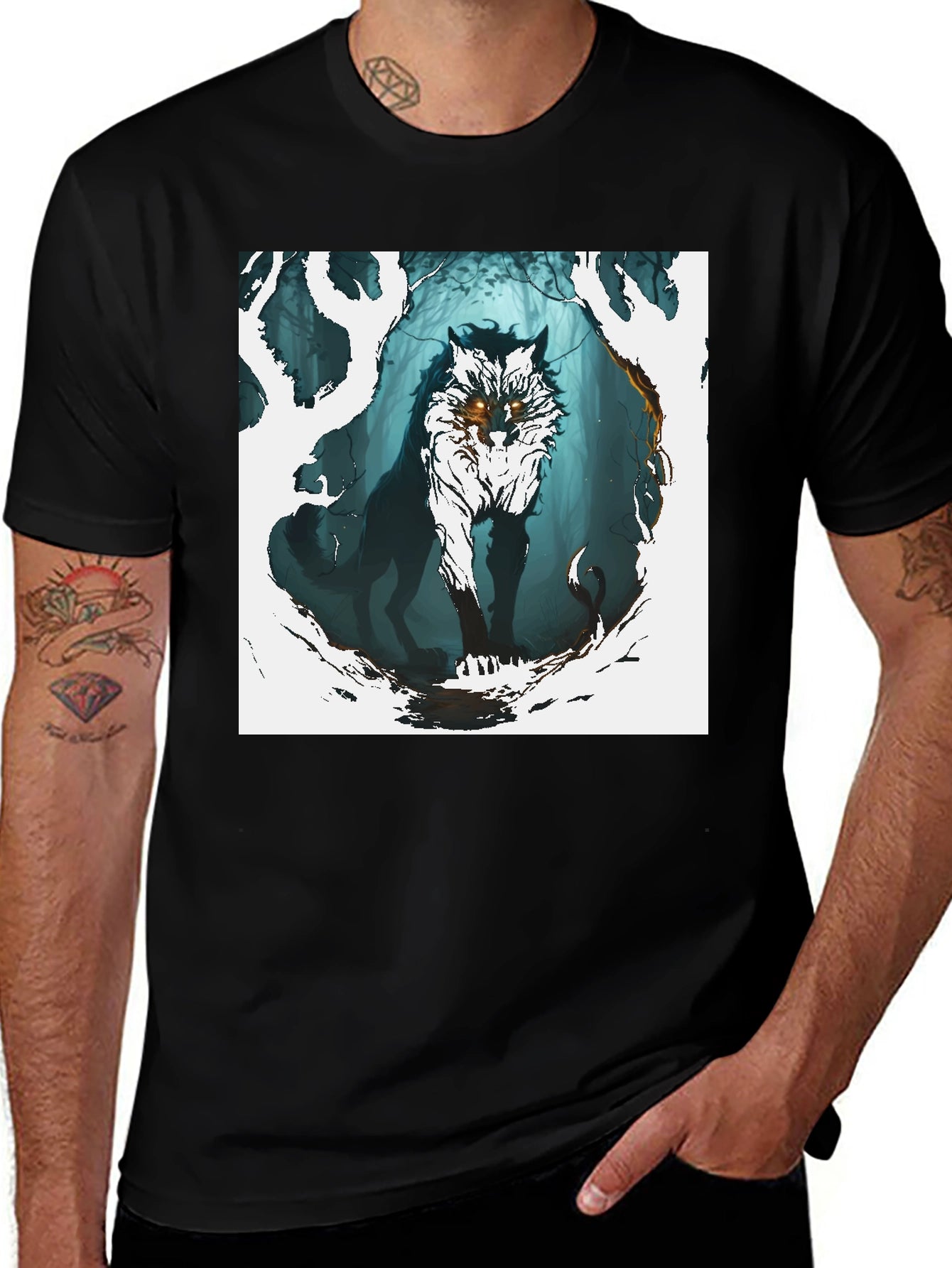 Wolf in the Woods Graphic Tee - Black