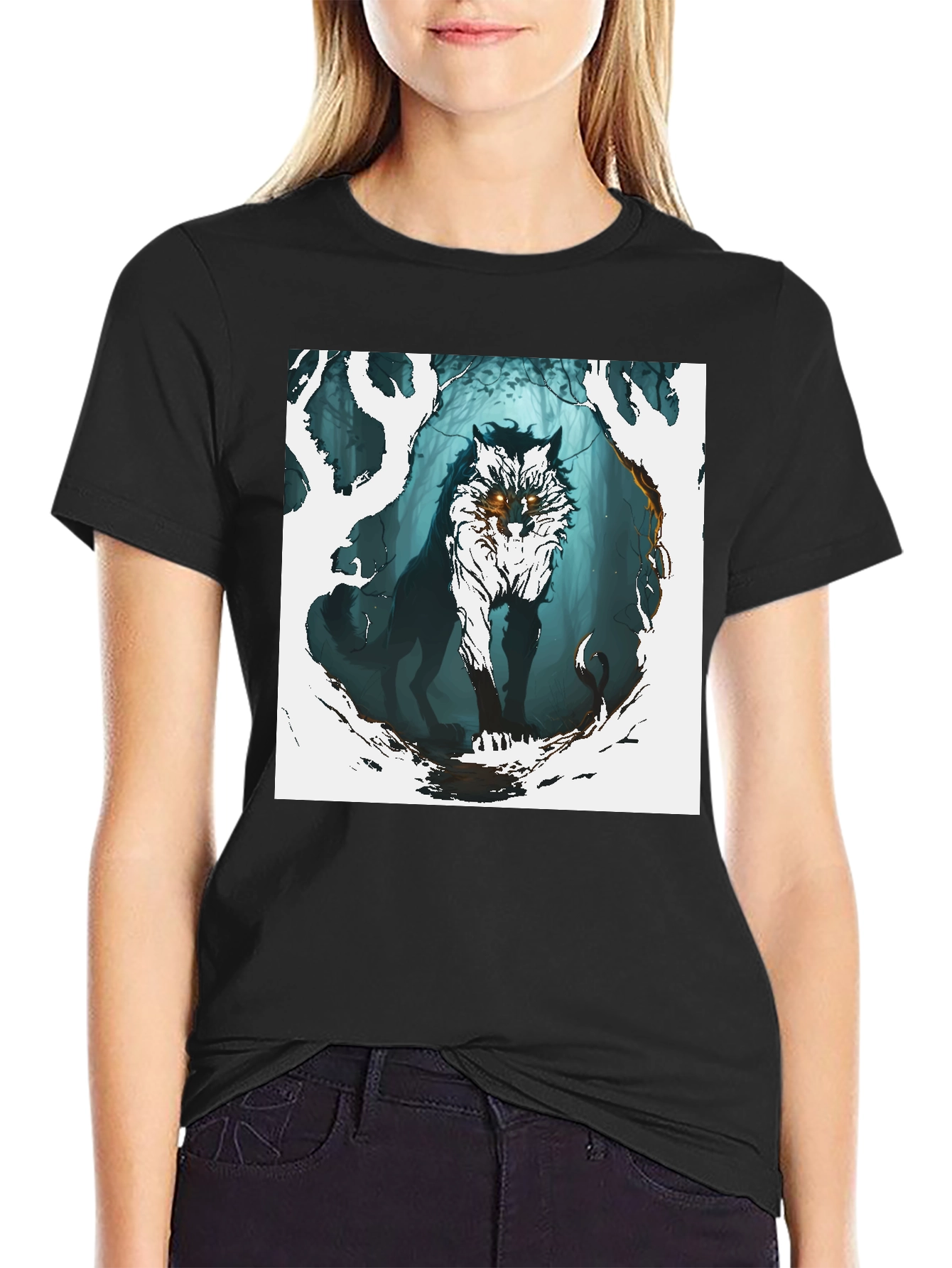 Wolf in the Woods Graphic Tee - Black