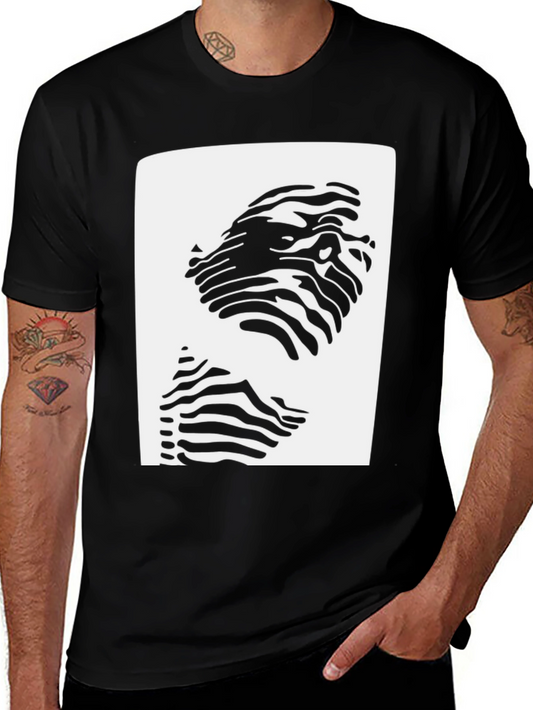Abstract Zebra Stripe Face Graphic T-Shirt