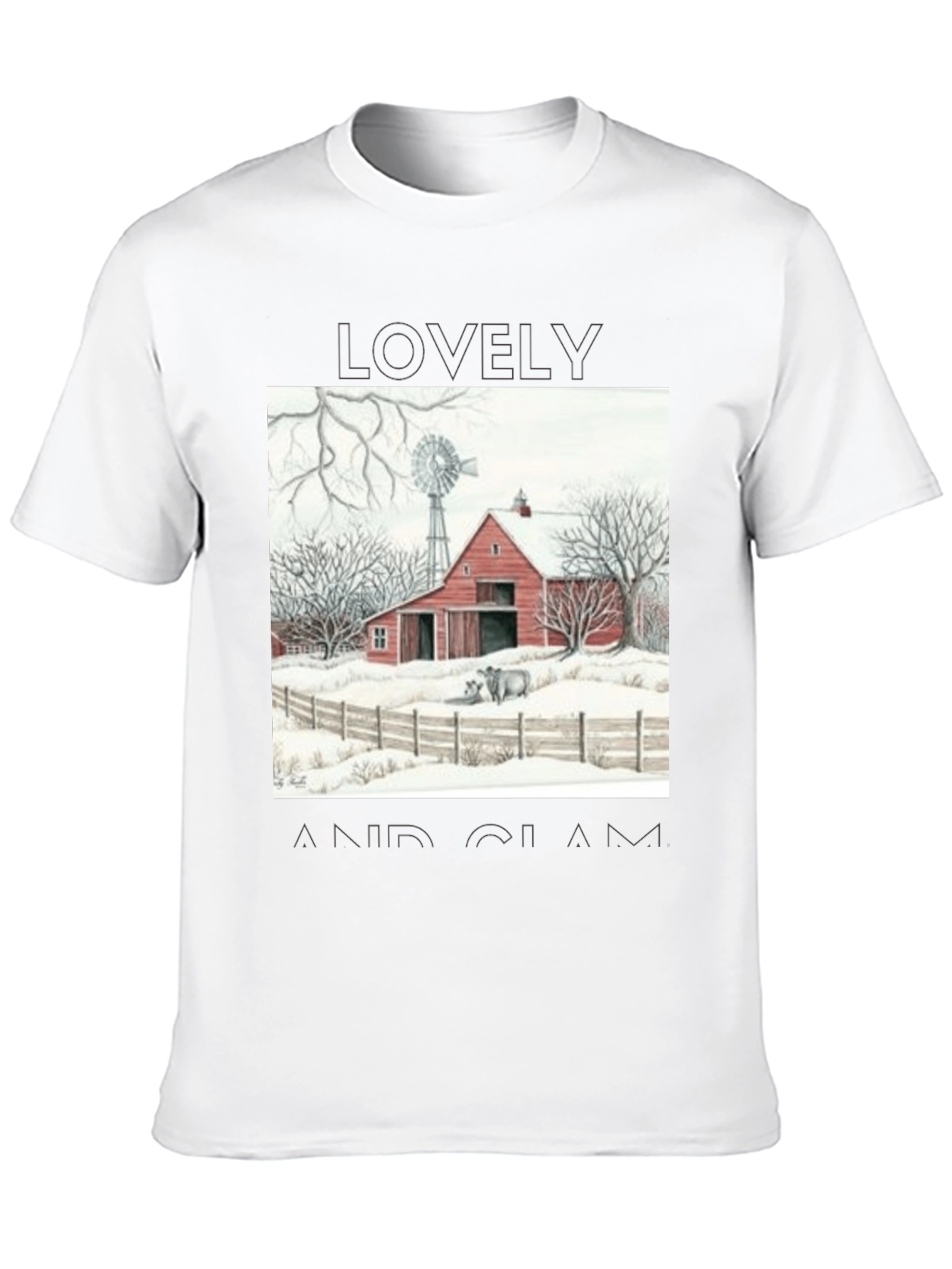 Rustic Barn Winter Scene Graphic Tee