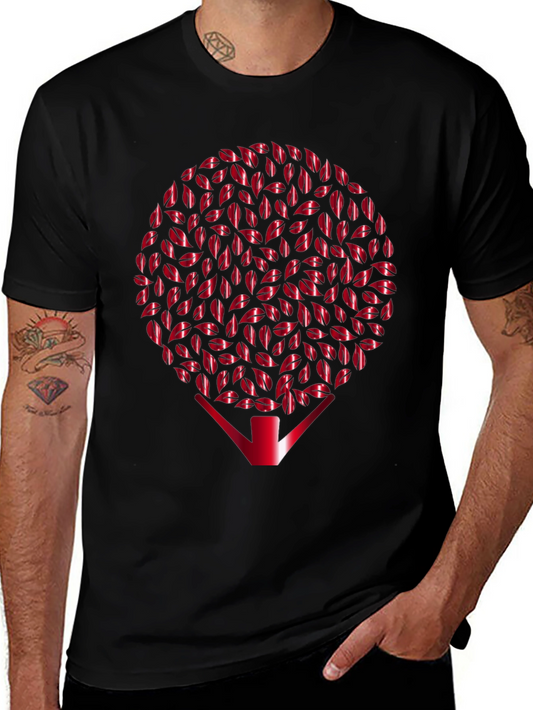 Kiss Lips Tree Graphic Black T-Shirt
