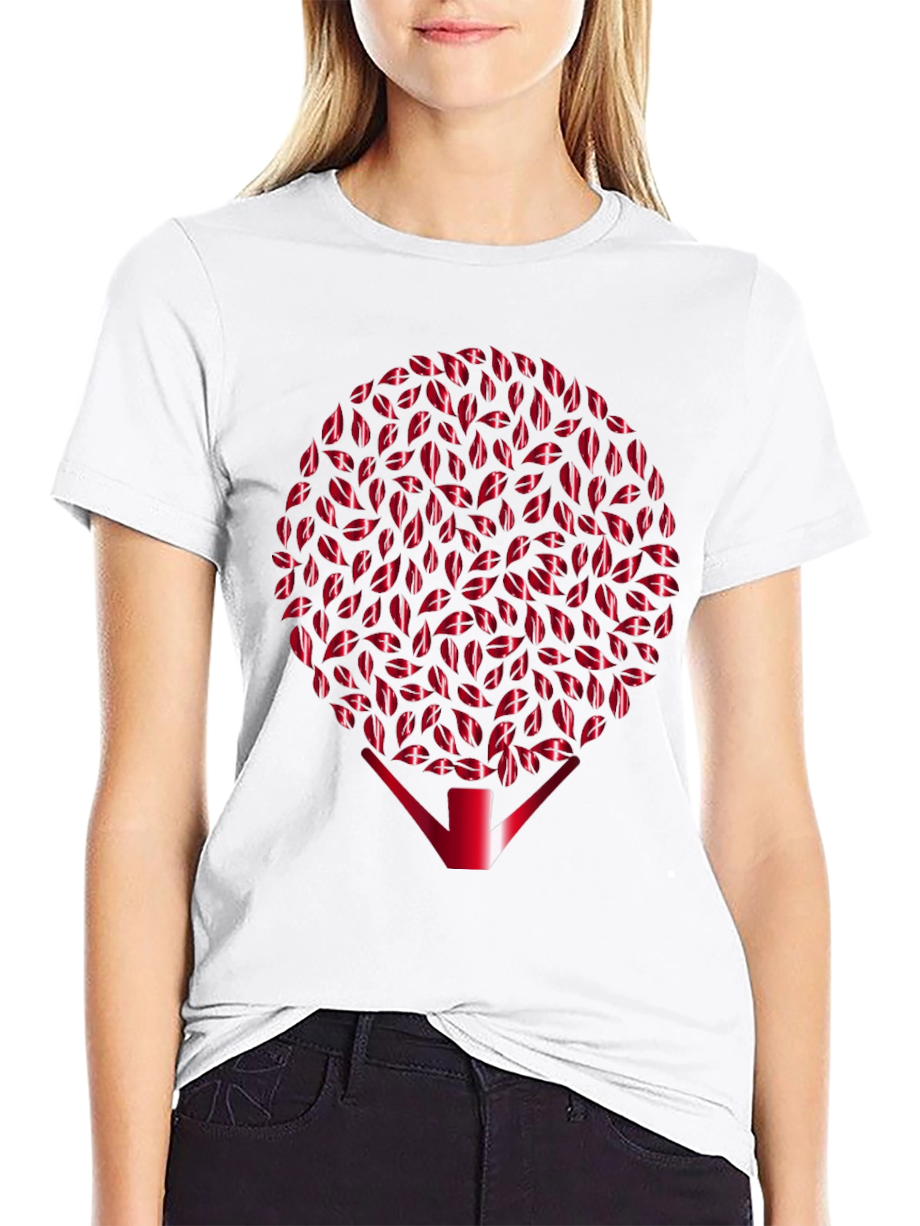 Kiss Lips Tree Graphic Black T-Shirt