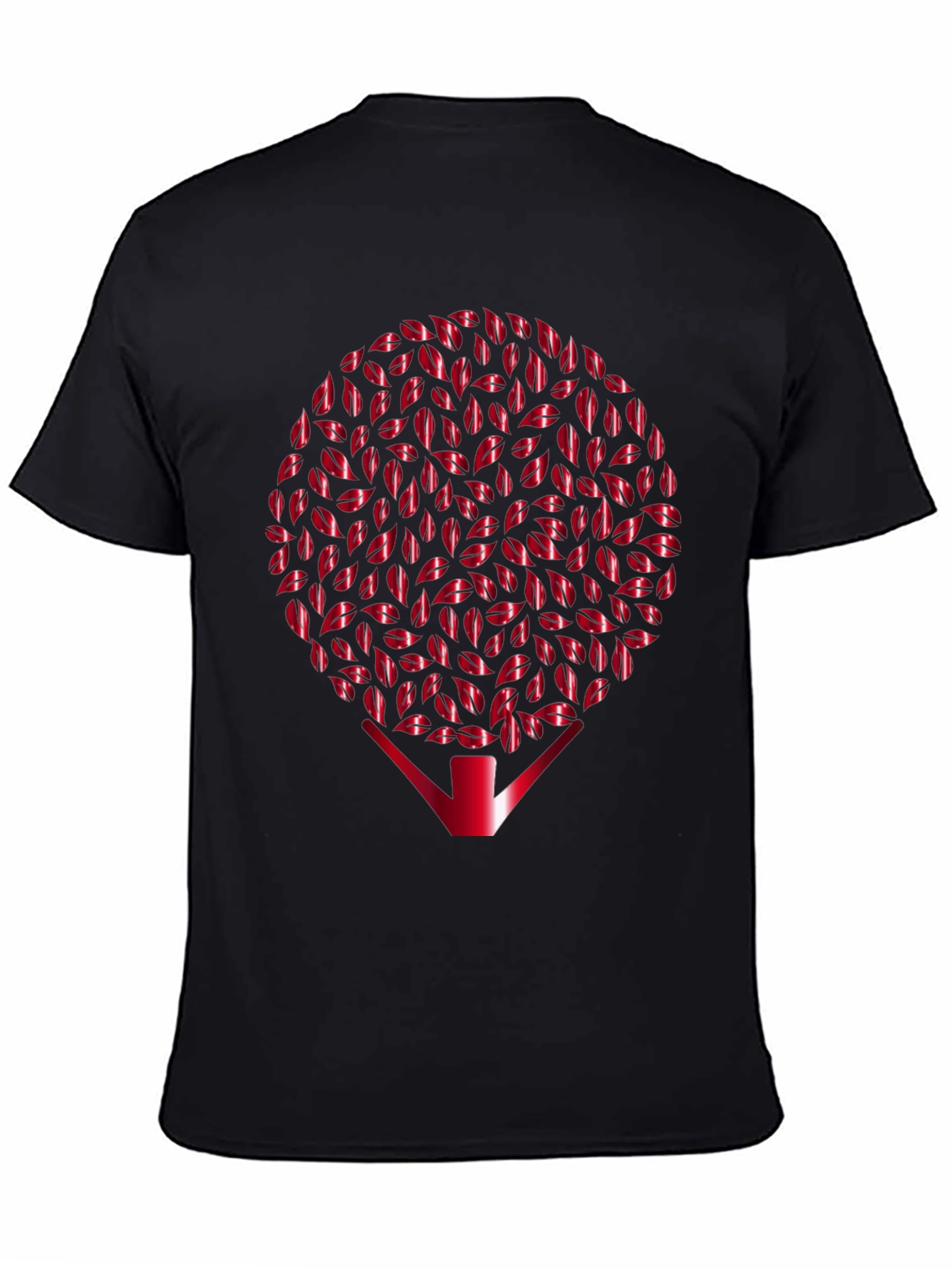 Kiss Lips Tree Graphic Black T-Shirt