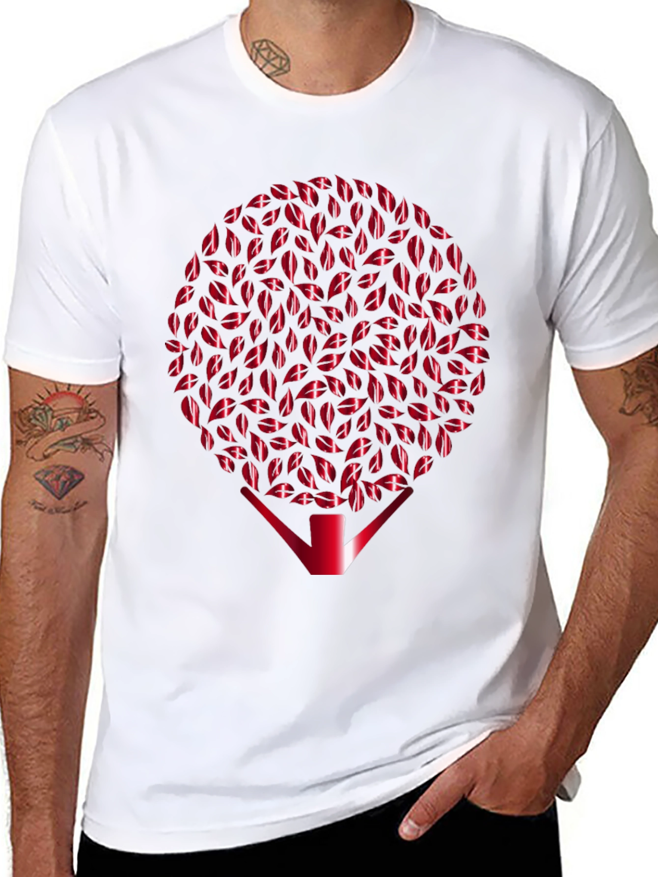 Kiss Lips Tree Graphic Black T-Shirt