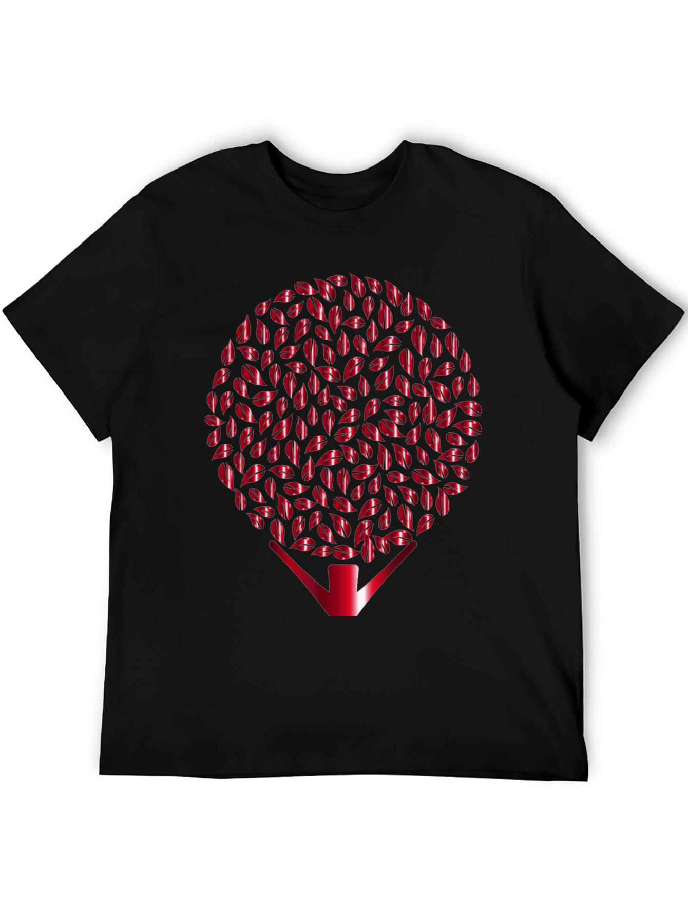 Kiss Lips Tree Graphic Black T-Shirt
