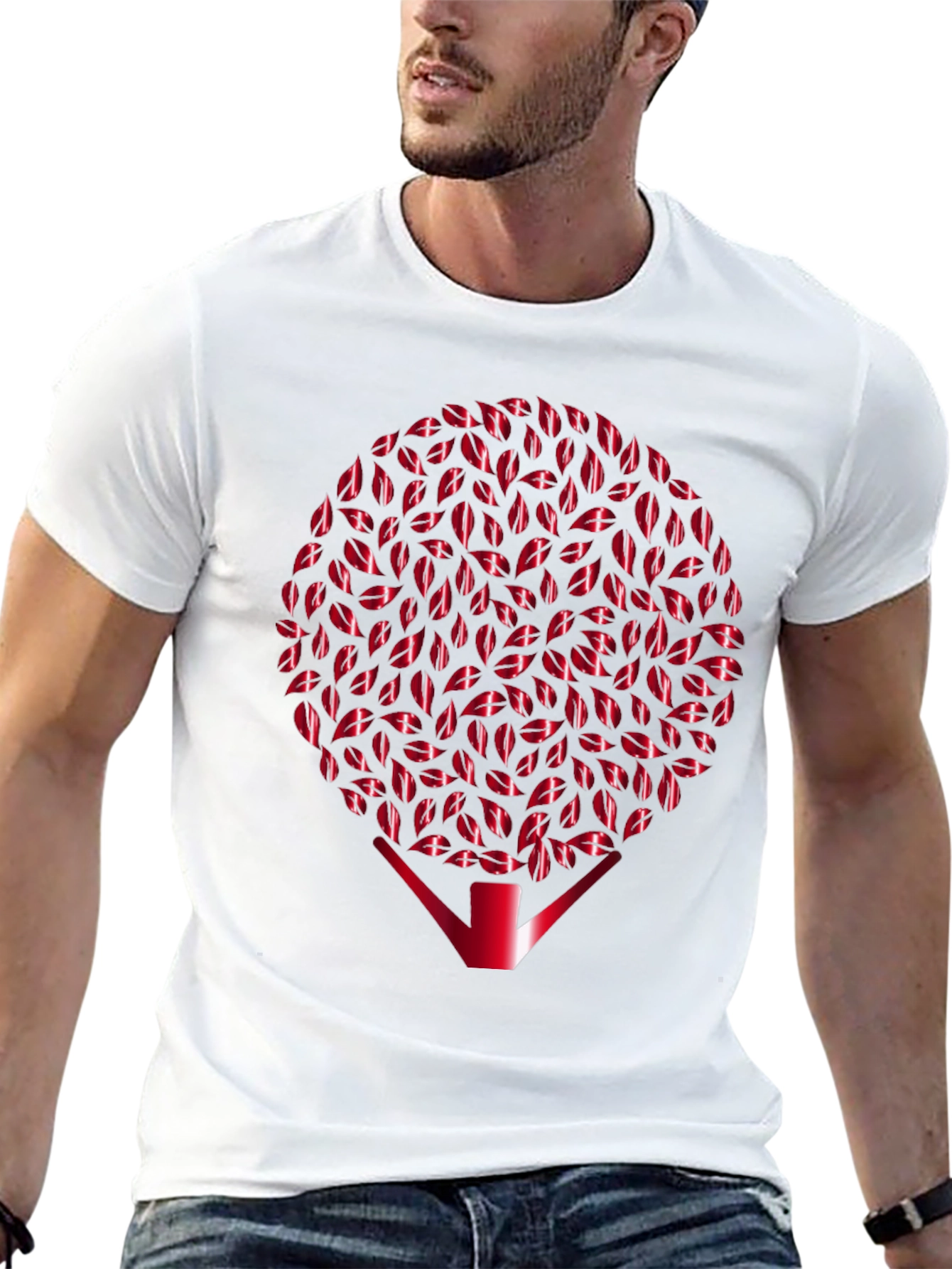 Kiss Lips Tree Graphic Black T-Shirt