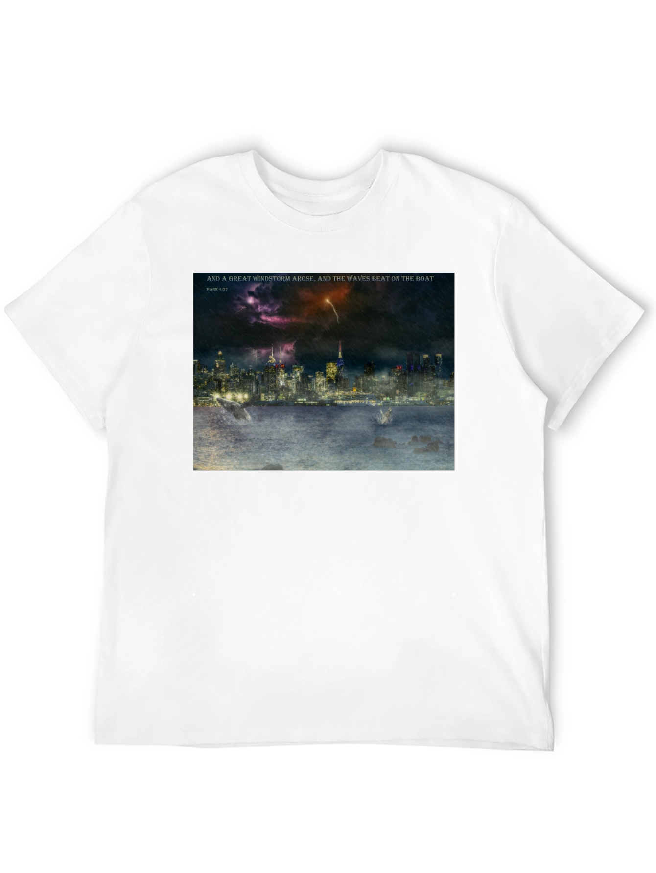 Stormy Cityscape Graphic Tee - Mark 4:37