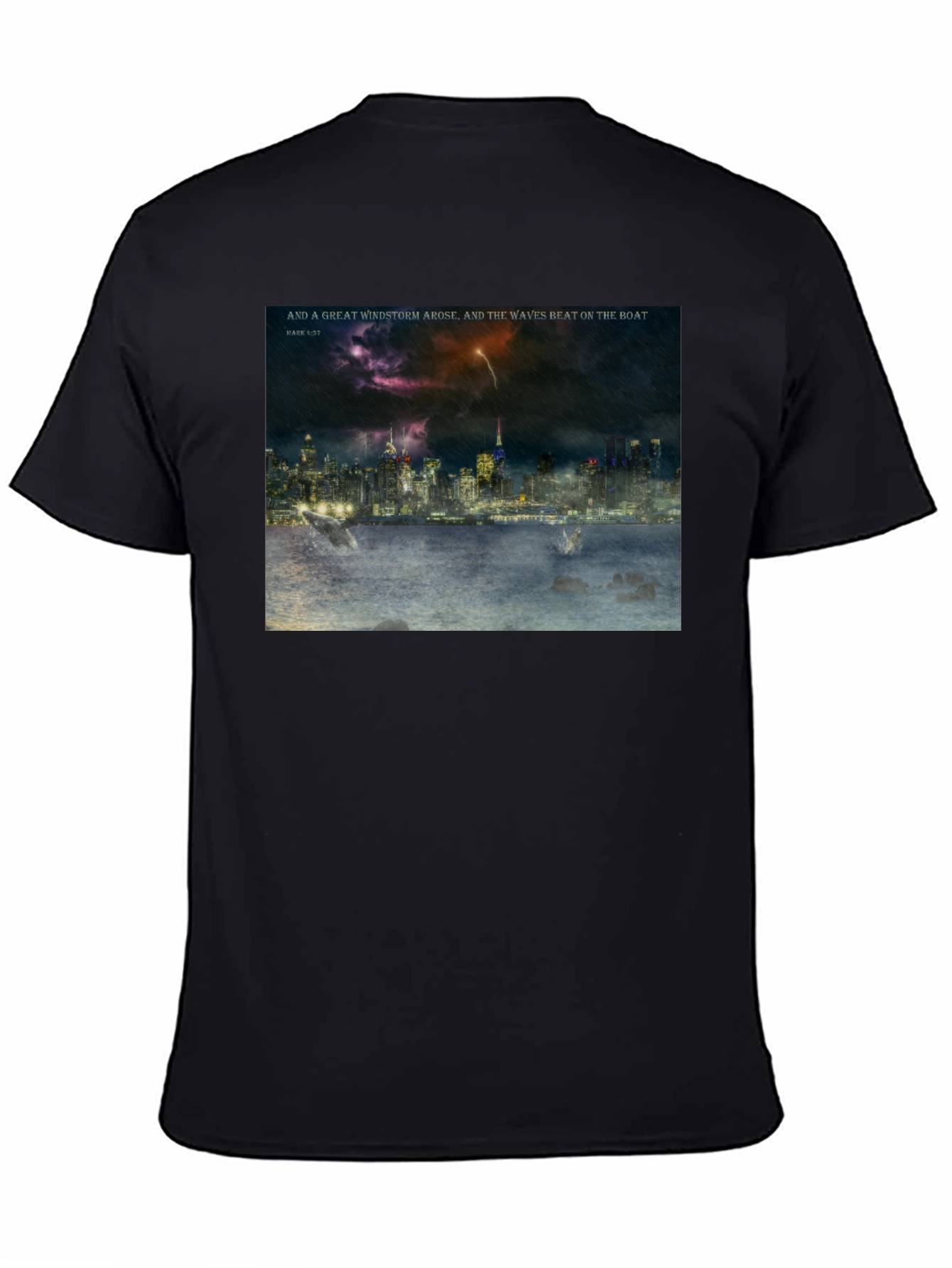 Stormy Cityscape Graphic Tee - Mark 4:37