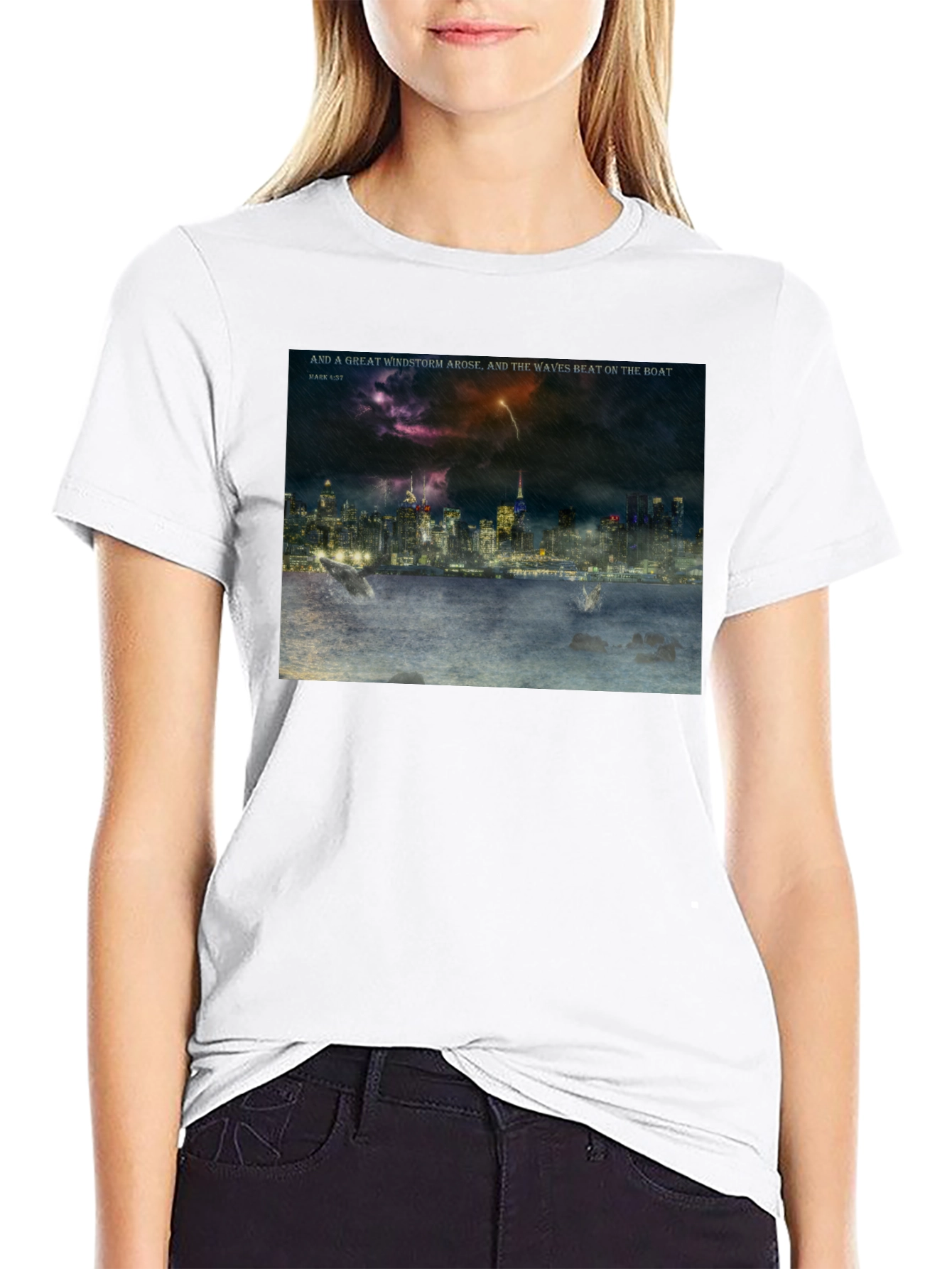 Stormy Cityscape Graphic Tee - Mark 4:37