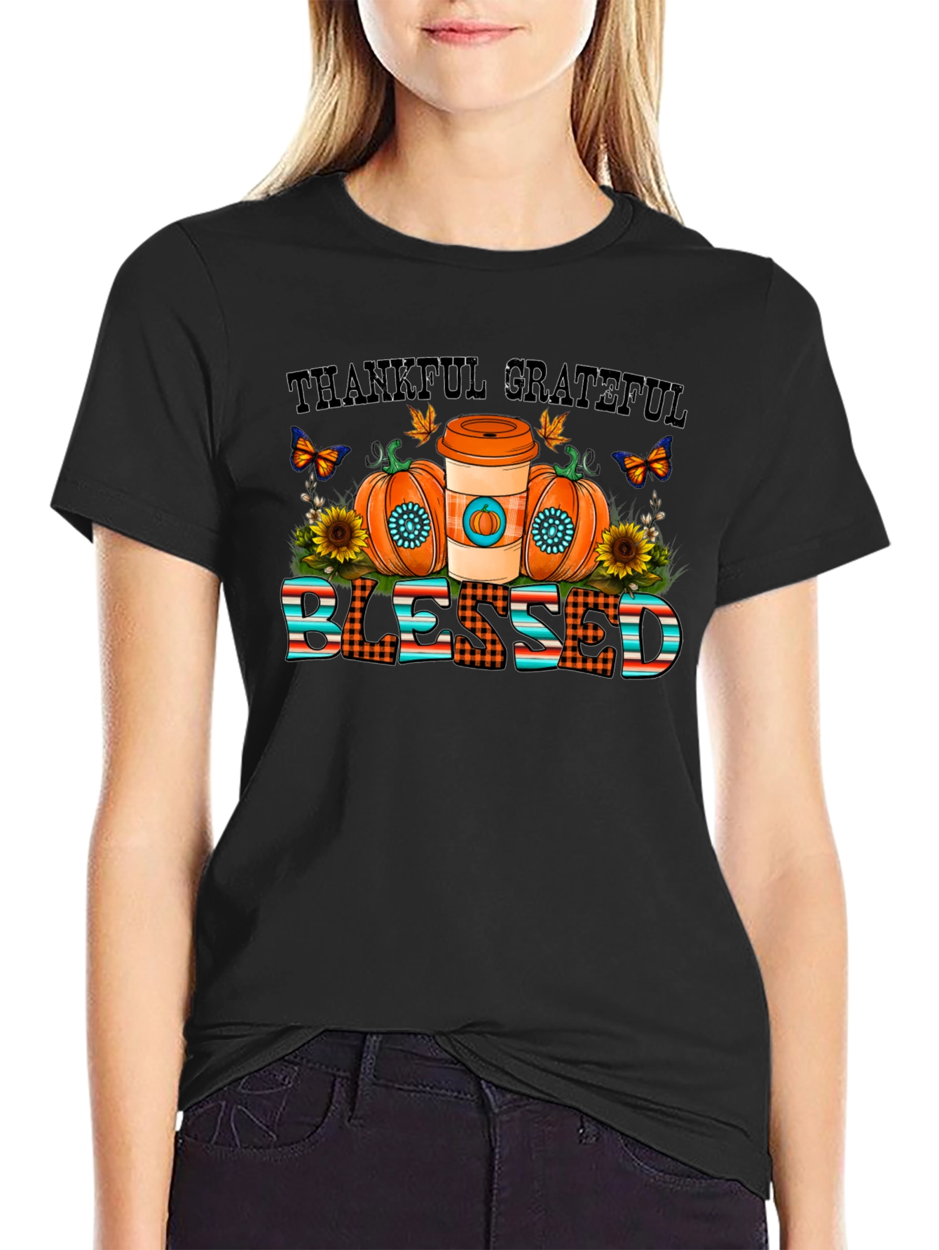 Thankful Grateful Blessed Fall T-Shirt