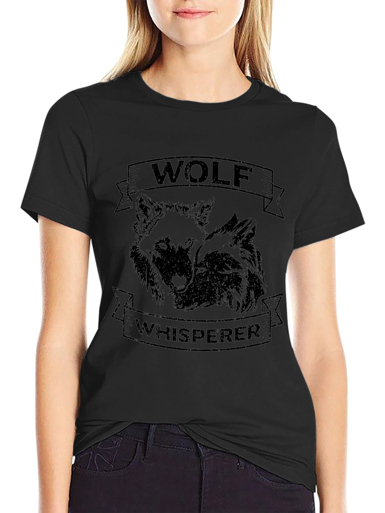 Wolf Whisperer Graphic Tee - Black Casual T-Shirt