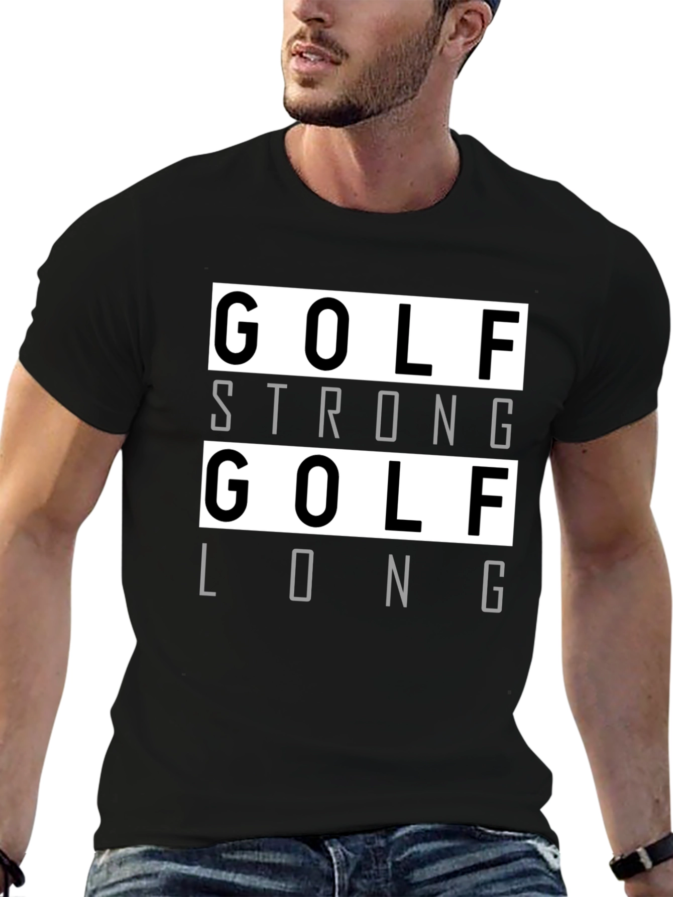 Golf Strong Long T-Shirt - Black Cotton Tee