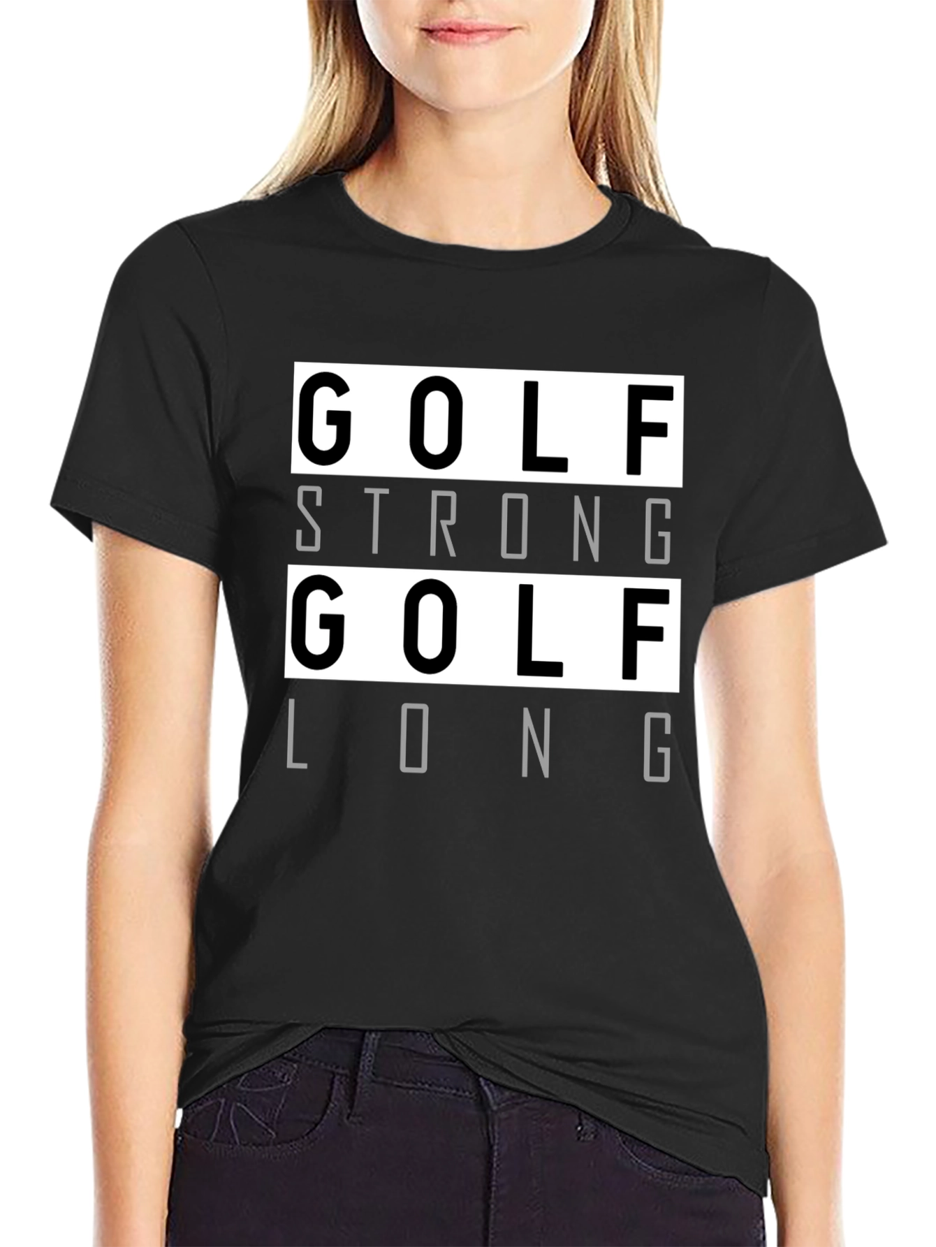 Golf Strong Long T-Shirt - Black Cotton Tee