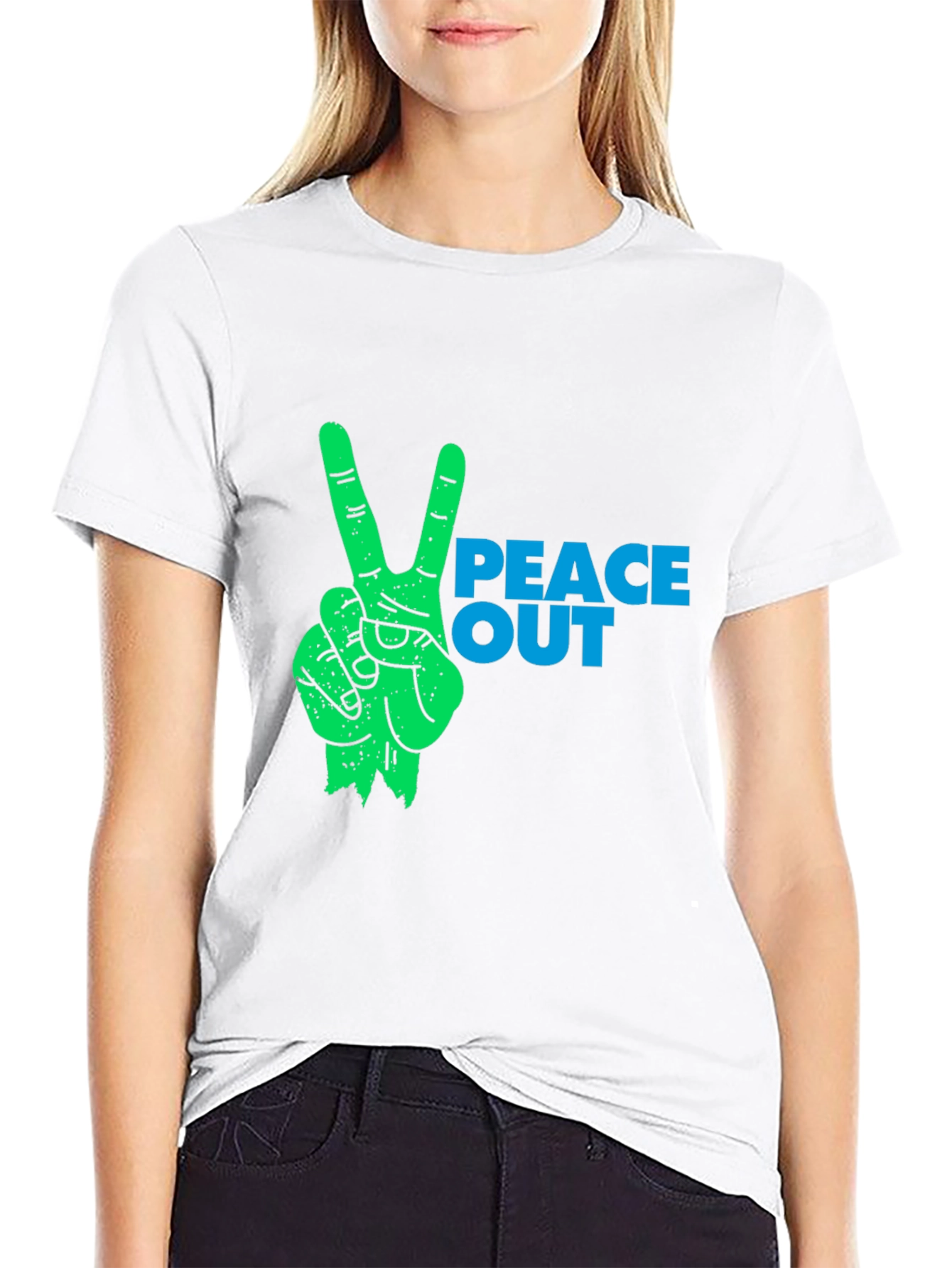Peace Out Graphic Tee - Stylish Black Cotton T-Shirt