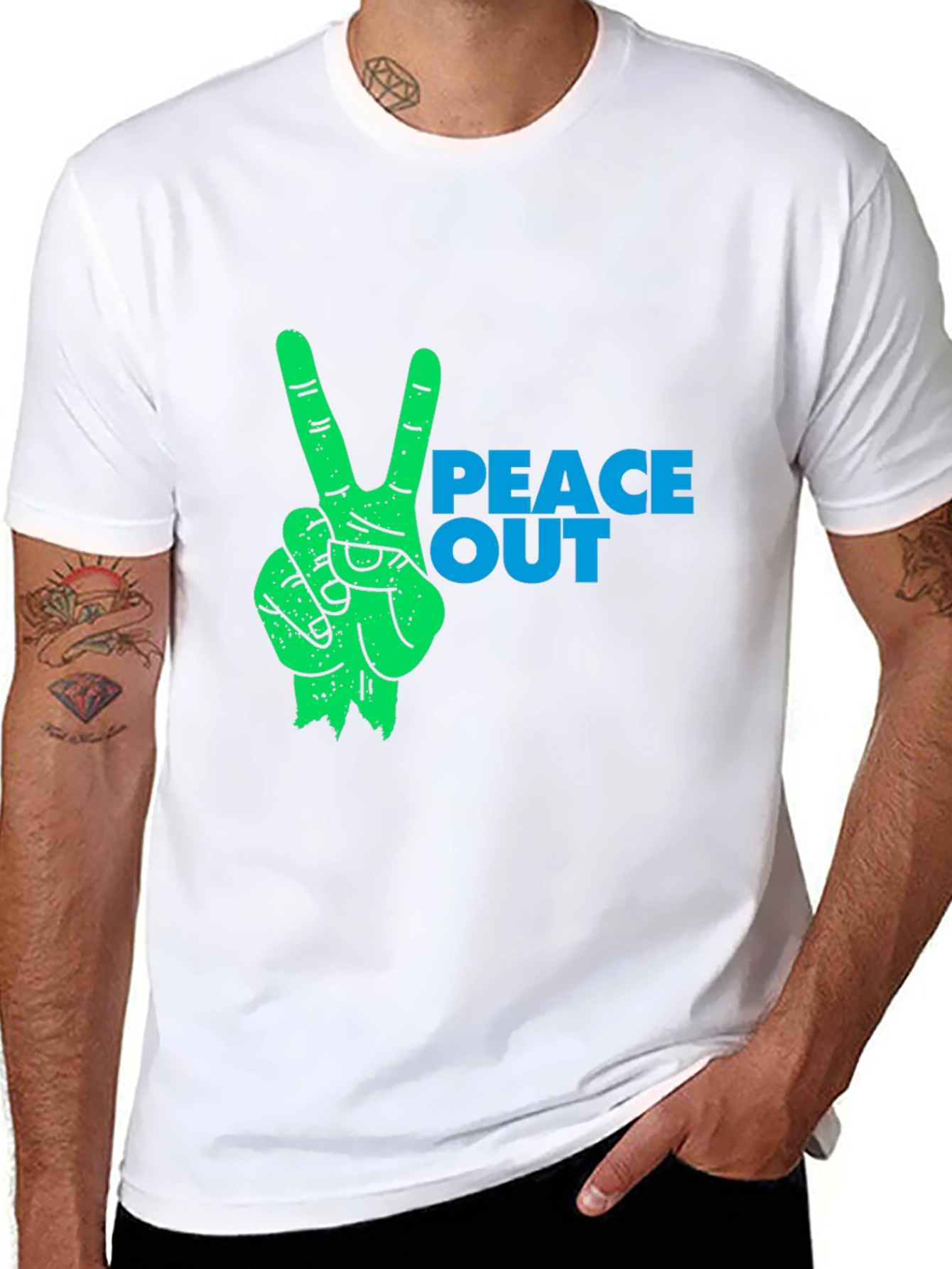Peace Out Graphic Tee - Stylish Black Cotton T-Shirt