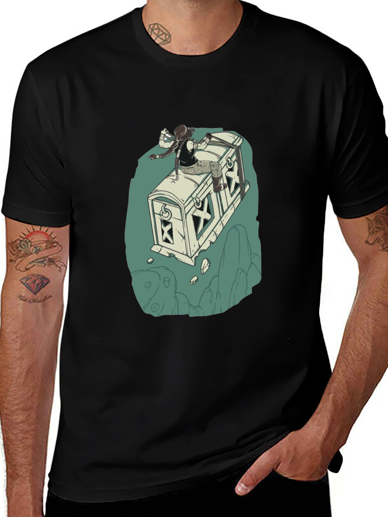 Adventurers Chest T-Shirt - Black Cotton Blend