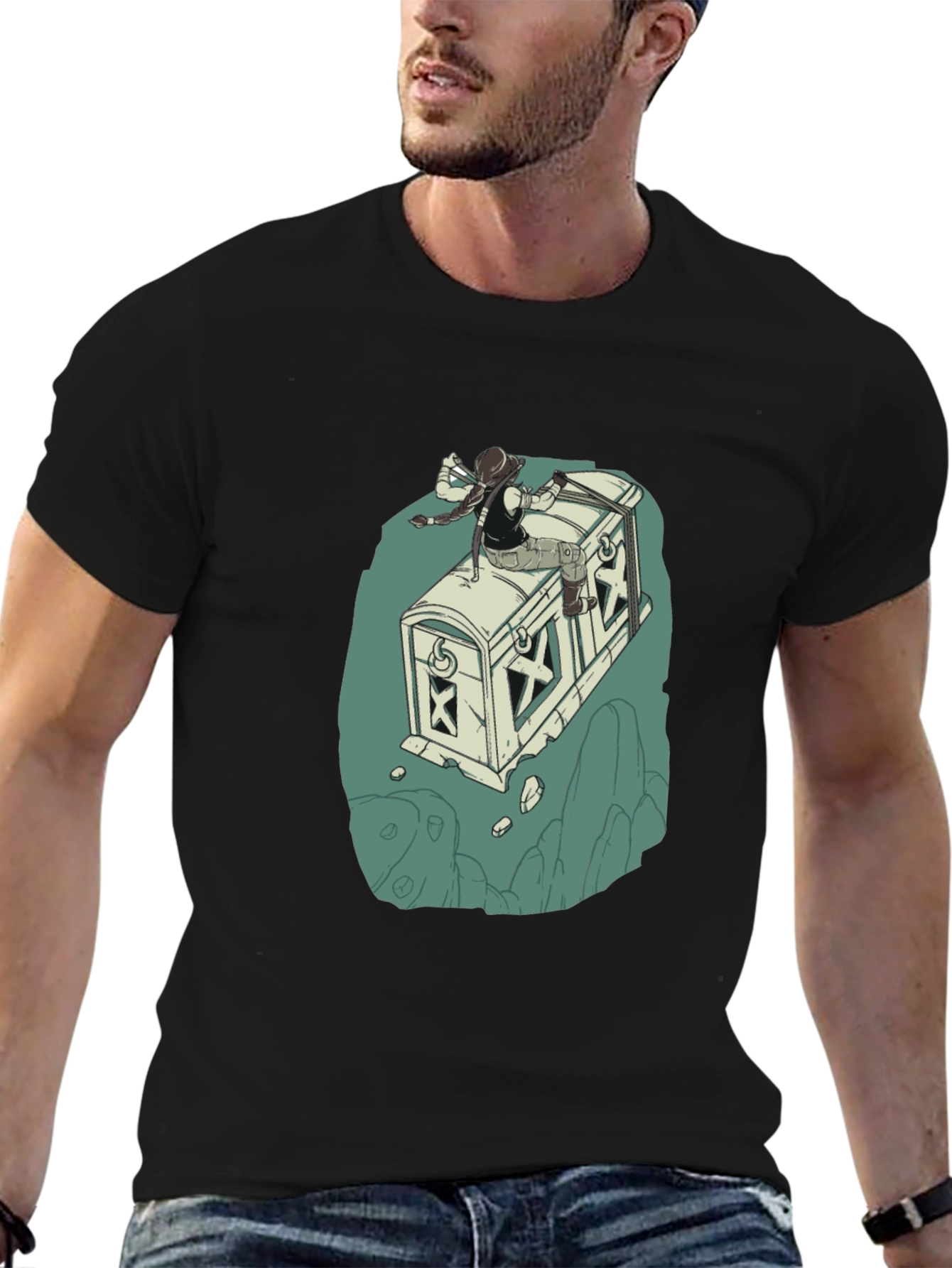 Adventurers Chest T-Shirt - Black Cotton Blend
