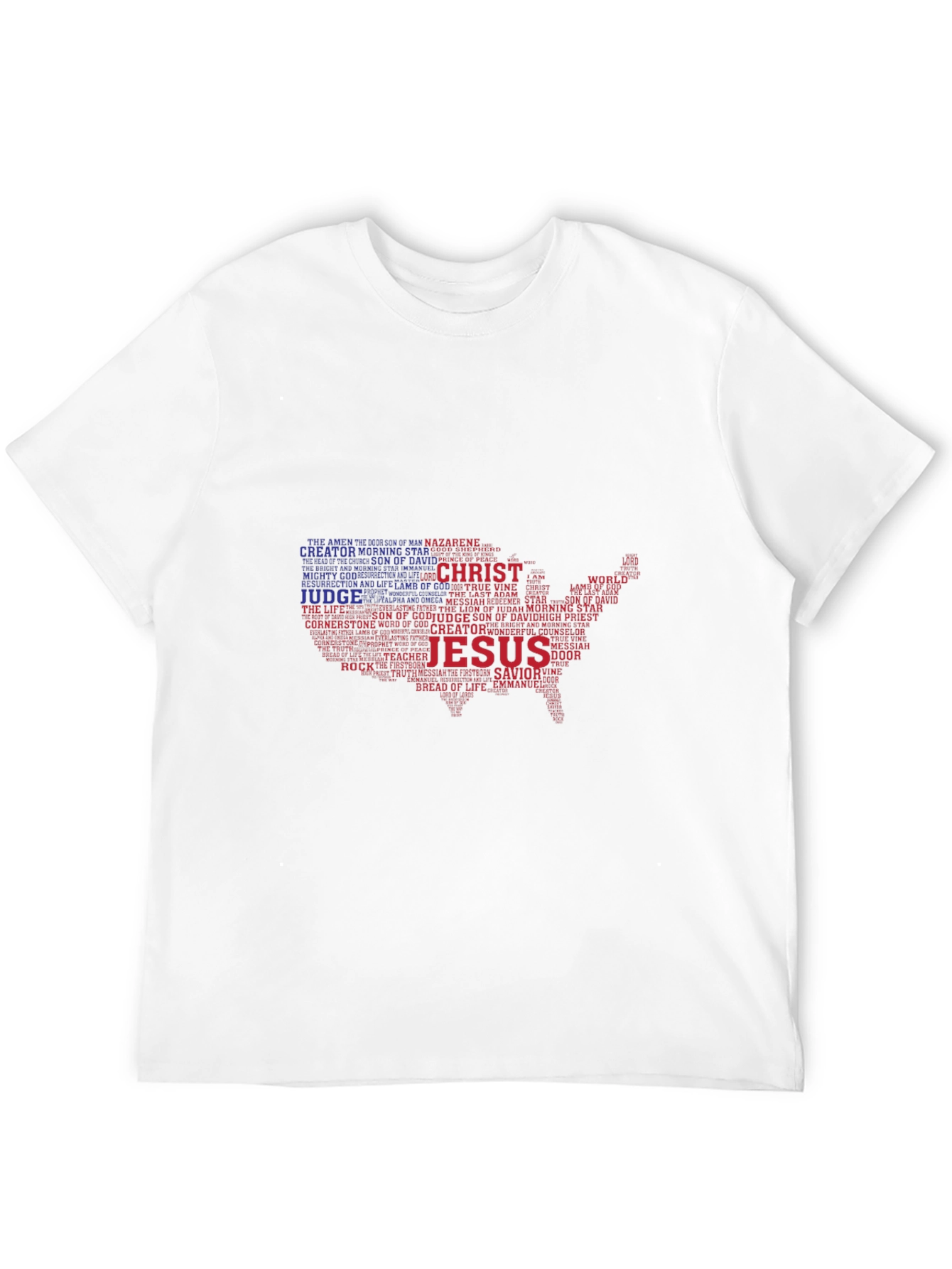Jesus Christ USA Map Word Art Graphic T-Shirt