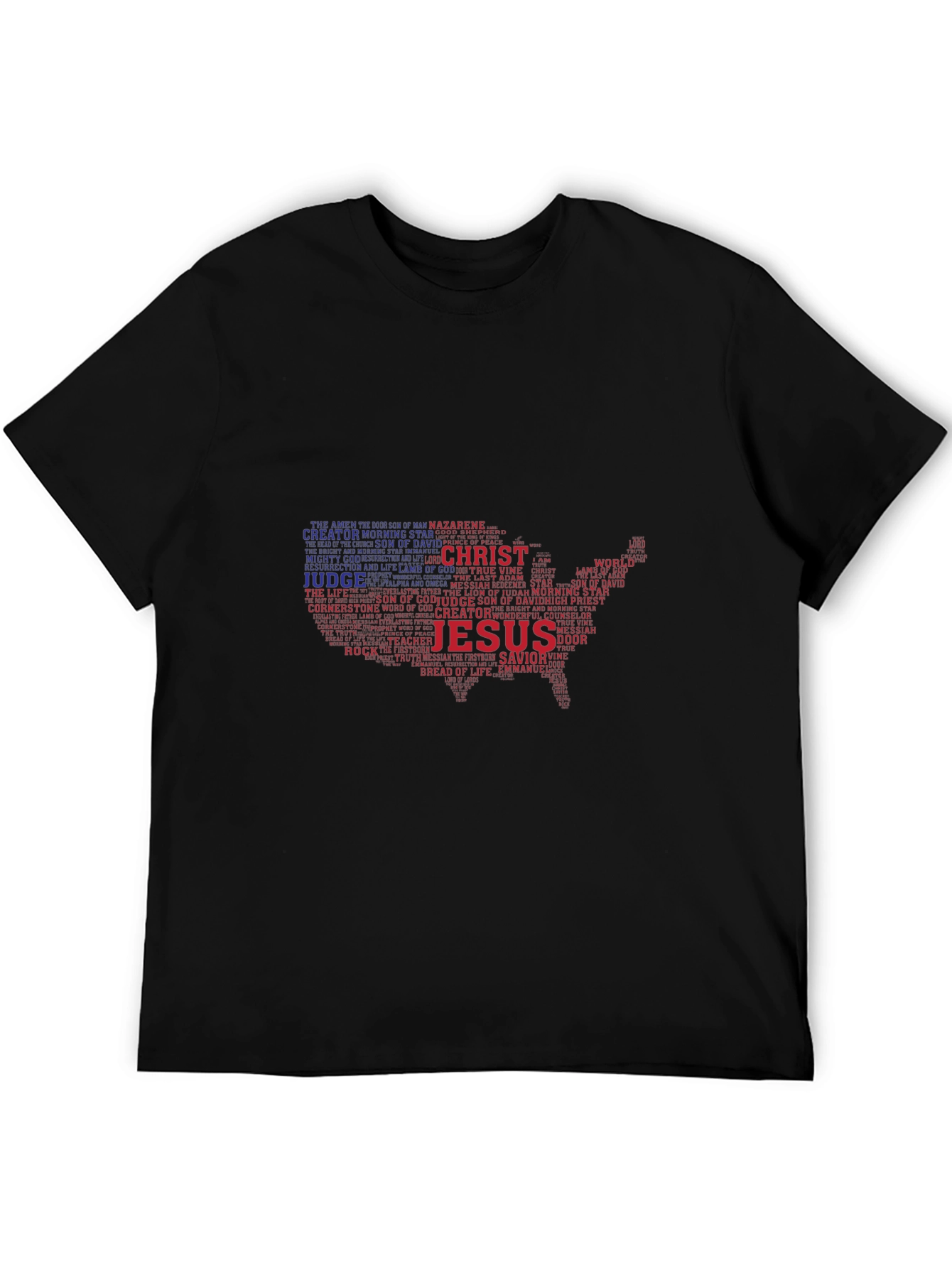 Jesus Christ USA Map Word Art Graphic T-Shirt