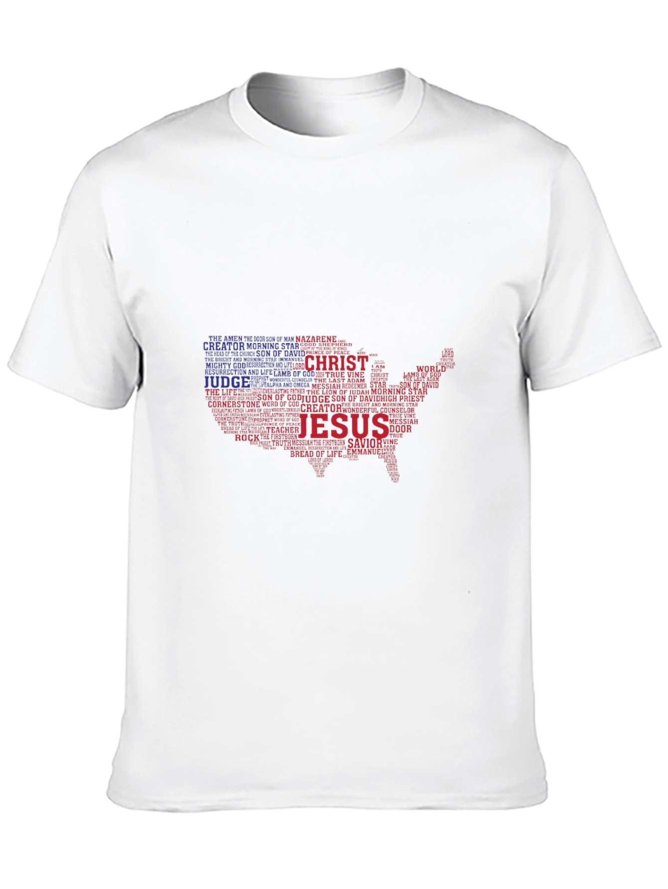 Jesus Christ USA Map Word Art Graphic T-Shirt