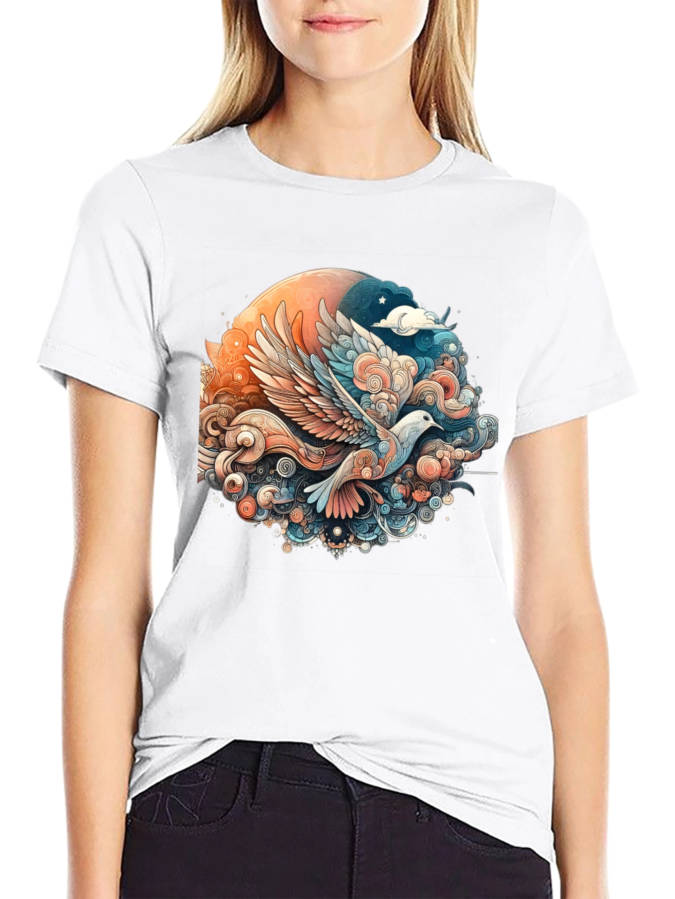 Dove Flight Graphic Tee - Artistic Design