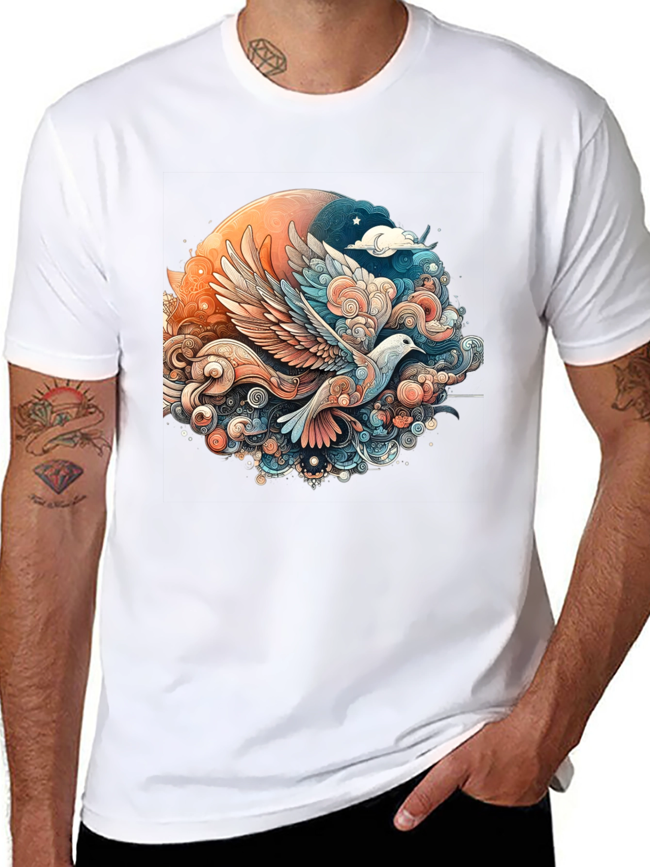 Dove Flight Graphic Tee - Artistic Design