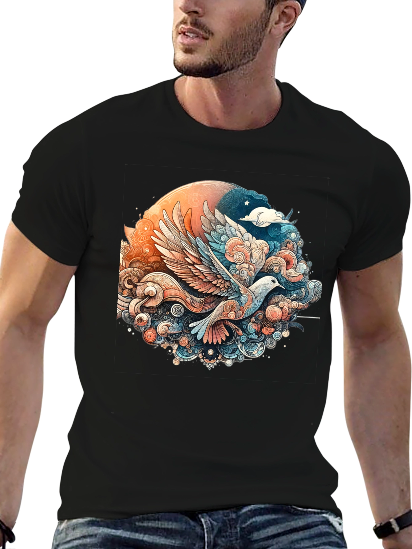 Dove Flight Graphic Tee - Artistic Design