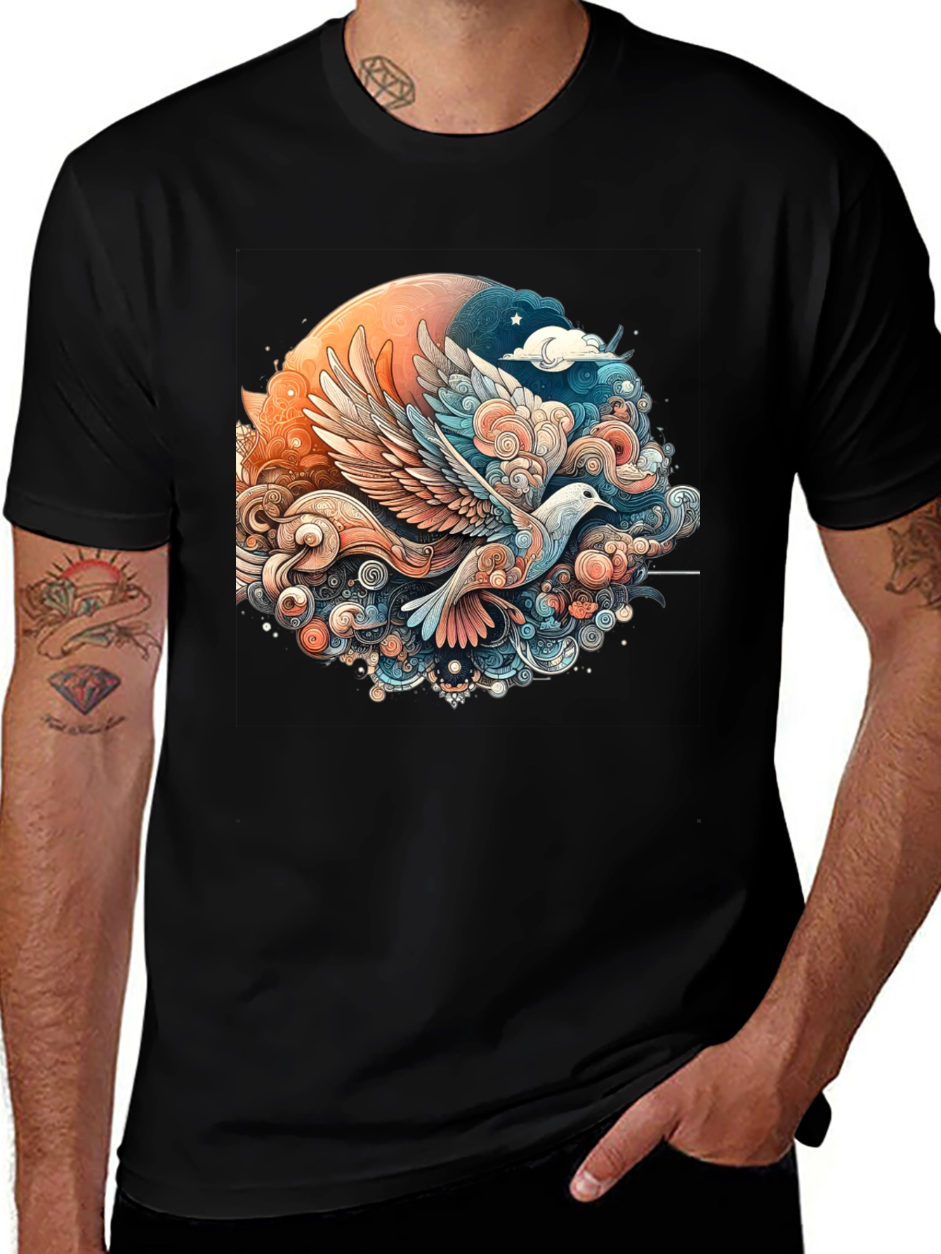 Dove Flight Graphic Tee - Artistic Design