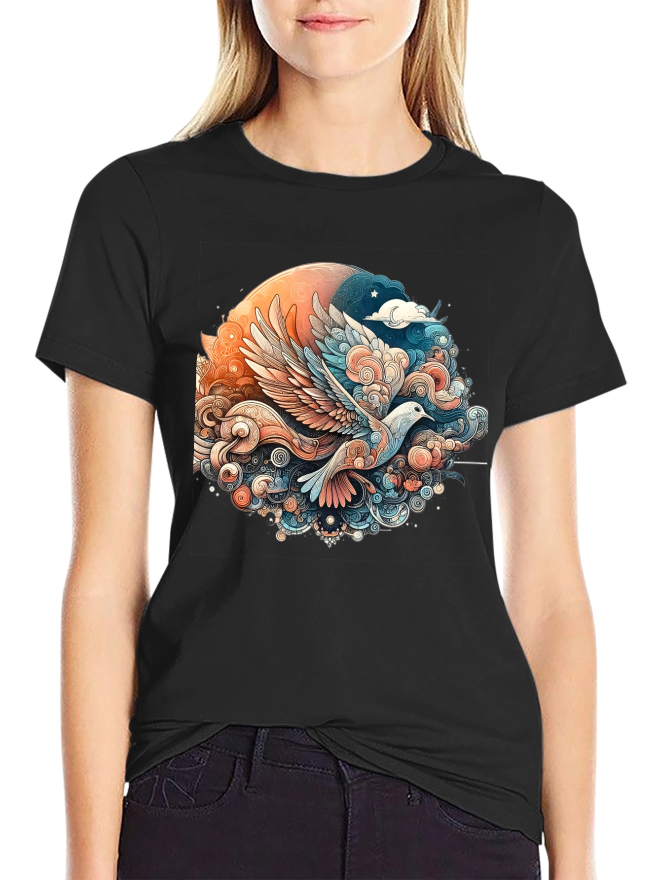 Dove Flight Graphic Tee - Artistic Design