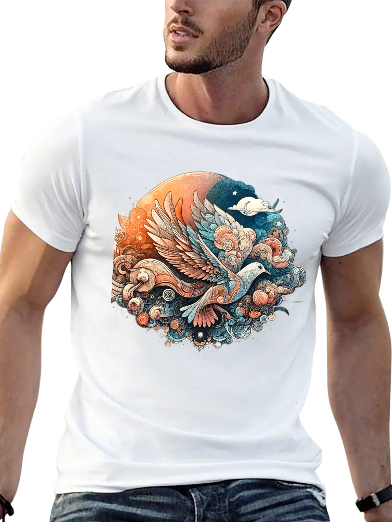 Dove Flight Graphic Tee - Artistic Design