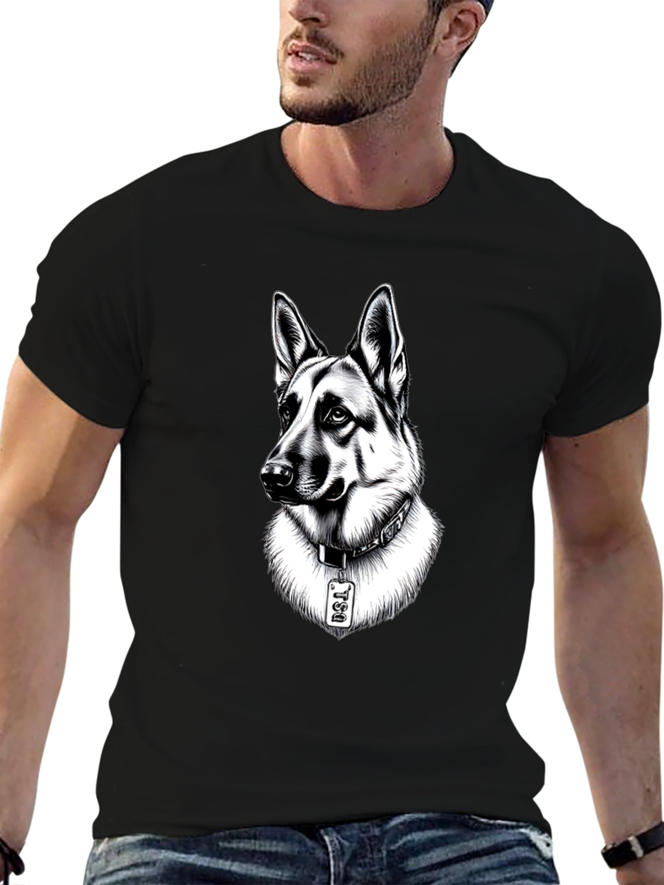 Dog Sketch Black T-Shirt