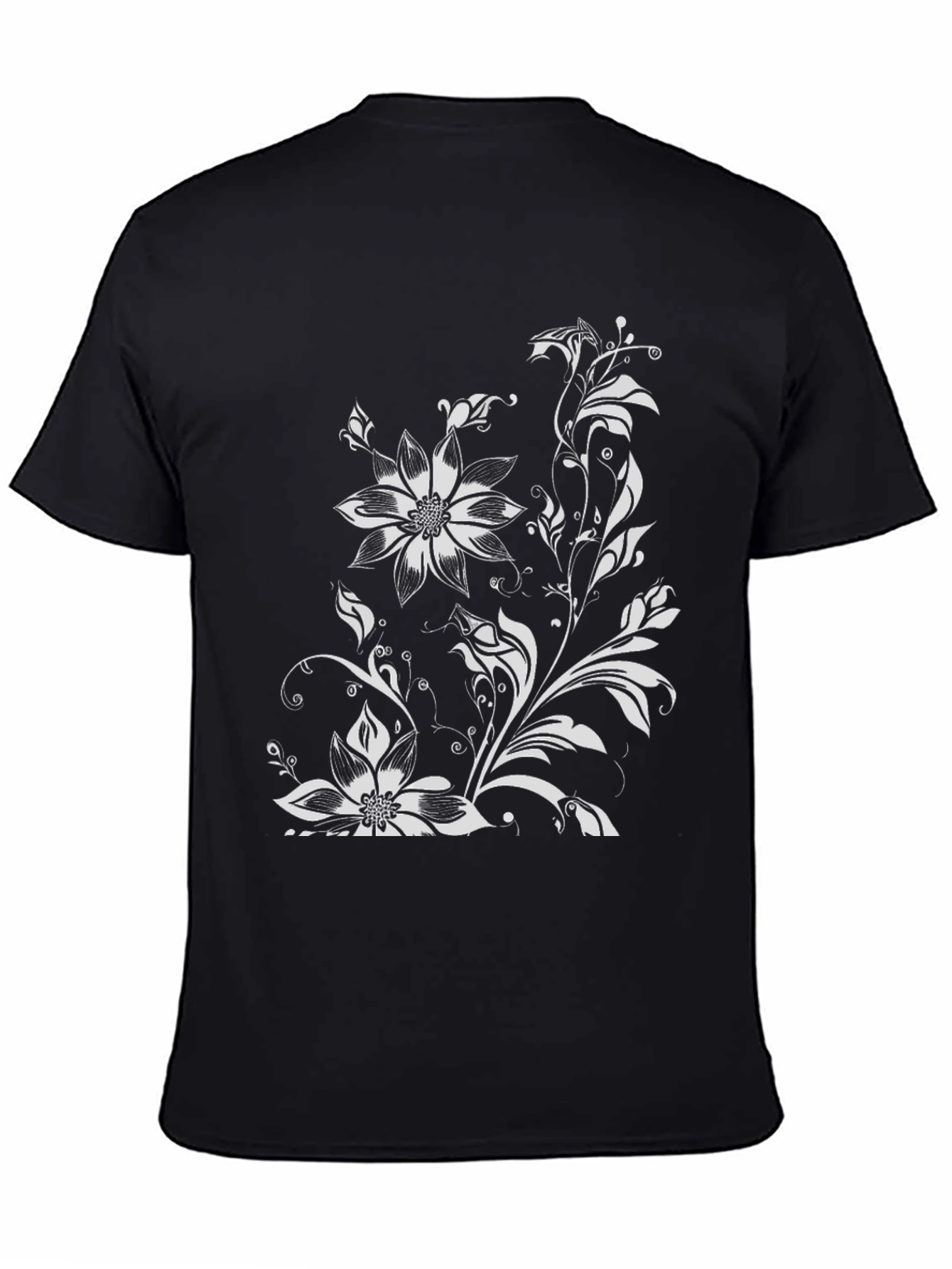 Black Floral Print Graphic Tee